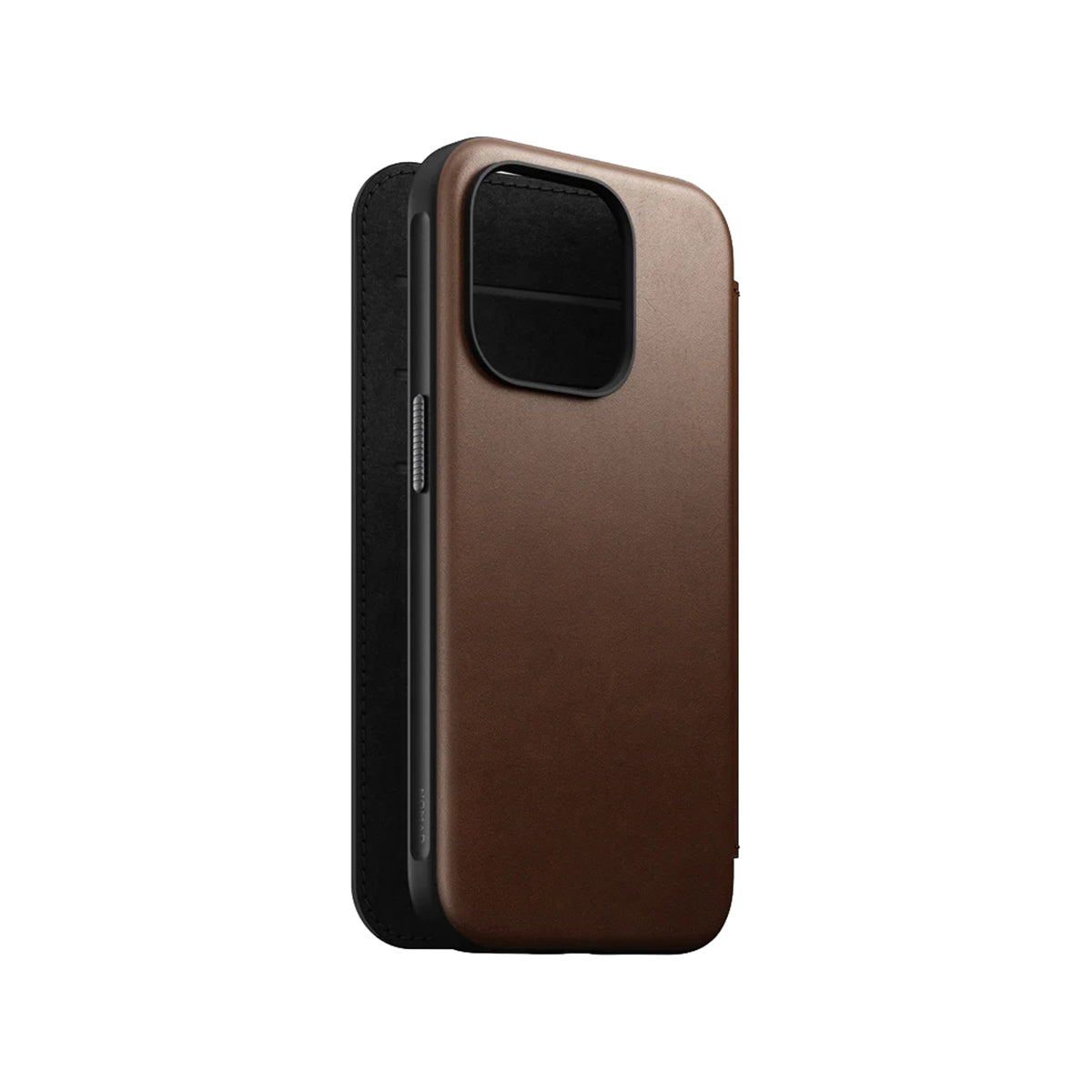 Premium Horween Leather Folio Case for iPhone 15 Pro - Genuine Brown Leather Wallet Cover with Card Slots | Perfect for Business Professionals & Daily Commuters