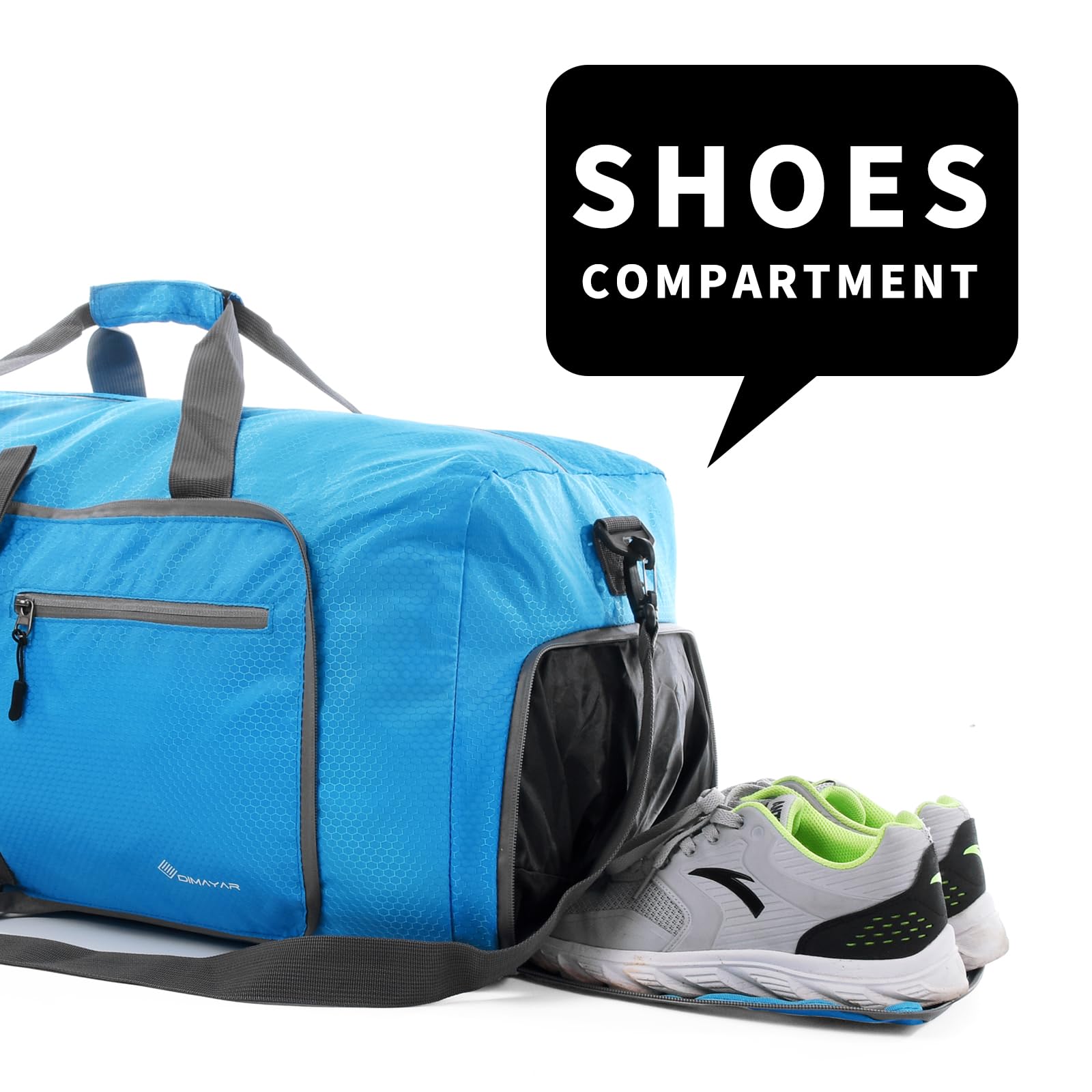 Felipe Varela Waterproof Foldable Duffle Bag with Shoes Compartment & Adjustable Strap - Travel Duffel for Men & Women | Perfect for Gym, Weekend Trips & Airplane Carry-On