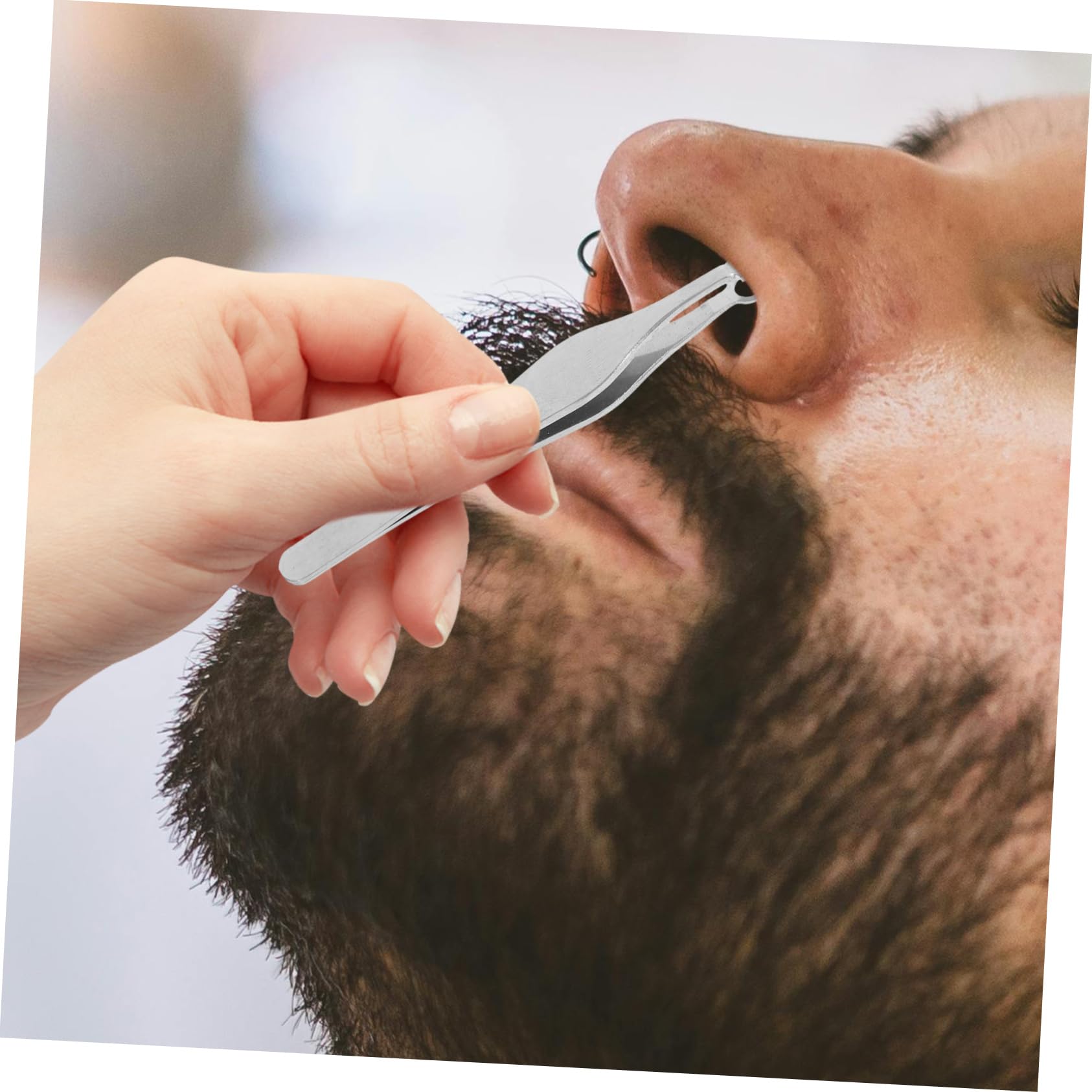 Mikinona Stainless Steel Nose Hair & Eyebrow Trimmer Scissors for Men - Precise Grooming Kit with Comb for Facial Hair, Ear Hair, and Beard Trimming - Perfect for Travel, Home, and Salon Use