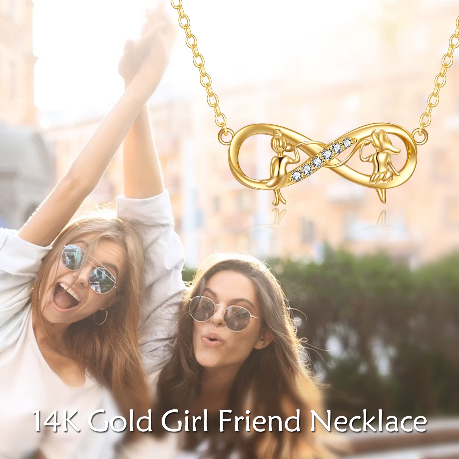 14K Real Gold Sister Necklace for Women - Heart Pendant Jewelry Gift for Mom, Sister & Best Friend - Perfect for Mother's Day, Birthday & Anniversary - Elegant Layering Necklace for Everyday Wear