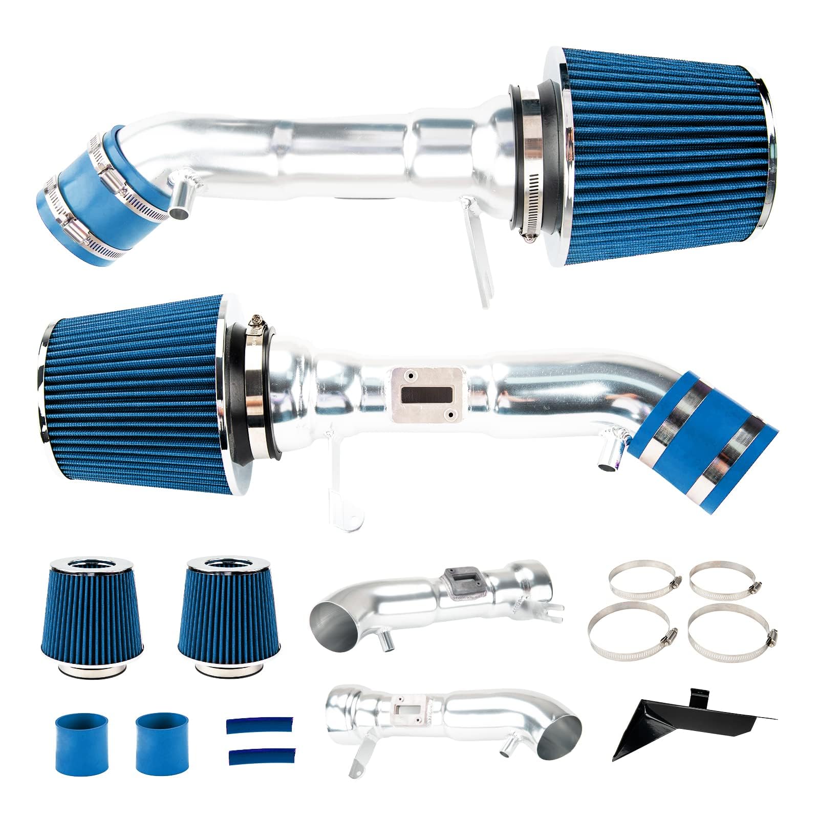 High Performance Cold Air Intake System - Polished Aluminum Air Intake Pipe Kit for 2008-2013 INFINITI G37 & 2009-2020 Nissan 370Z (V6 3.7L) - Blue - Improve Engine Power & Fuel Efficiency for Street Racing & Daily Driving