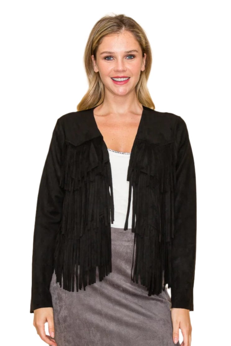 Gabby's Boho Fringed Jacket - Women's Vintage Style Denim Jacket with Tassel Details | Perfect for Music Festivals, Casual Outings & Boho Chic Outfits