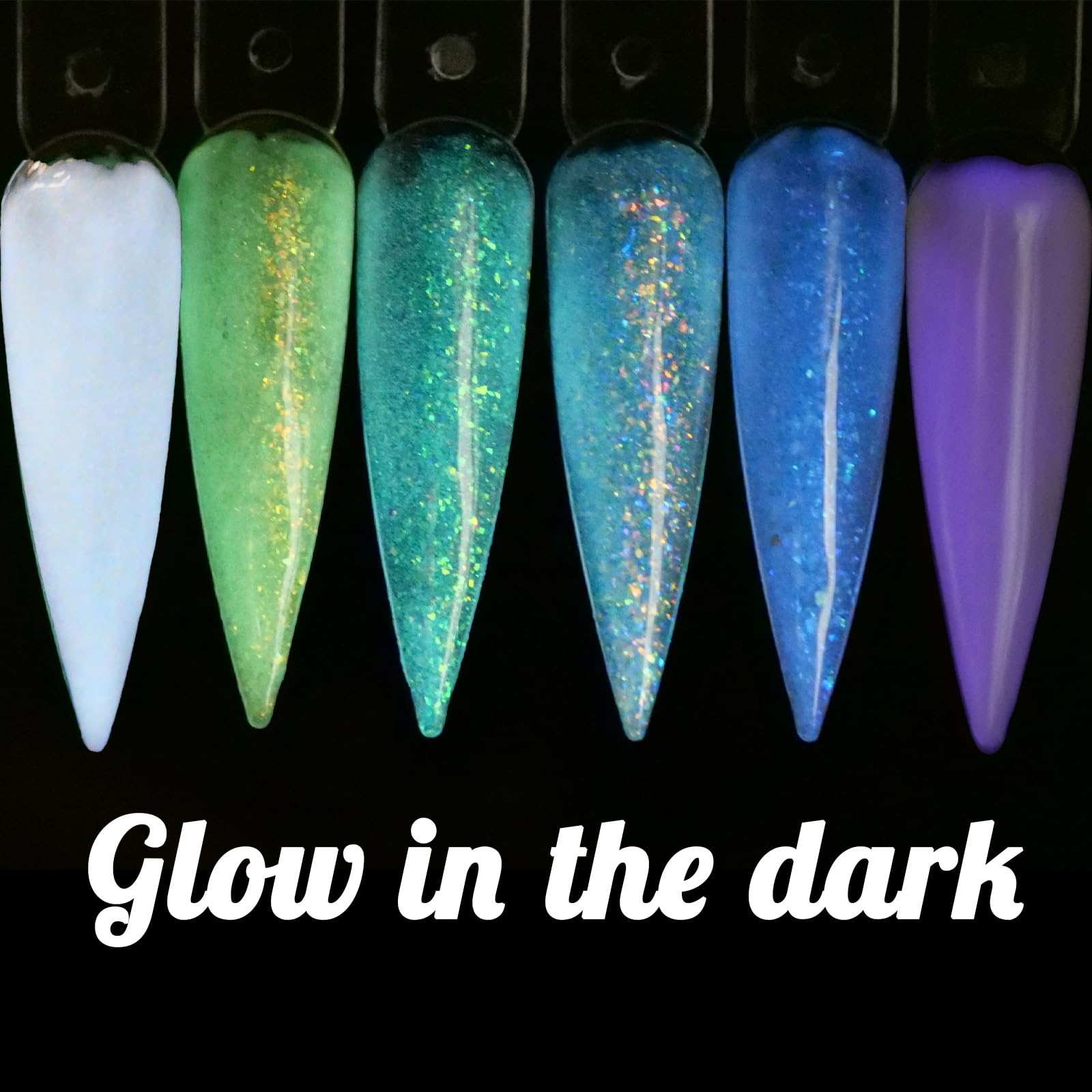 Glow in The Dark Opal Gel Nail Polish Set - 6 Color Changing Semi Clear Nail Polish with Top Coat (GP015) for UV/LED Manicure, Nail Art Designs & Party Nails