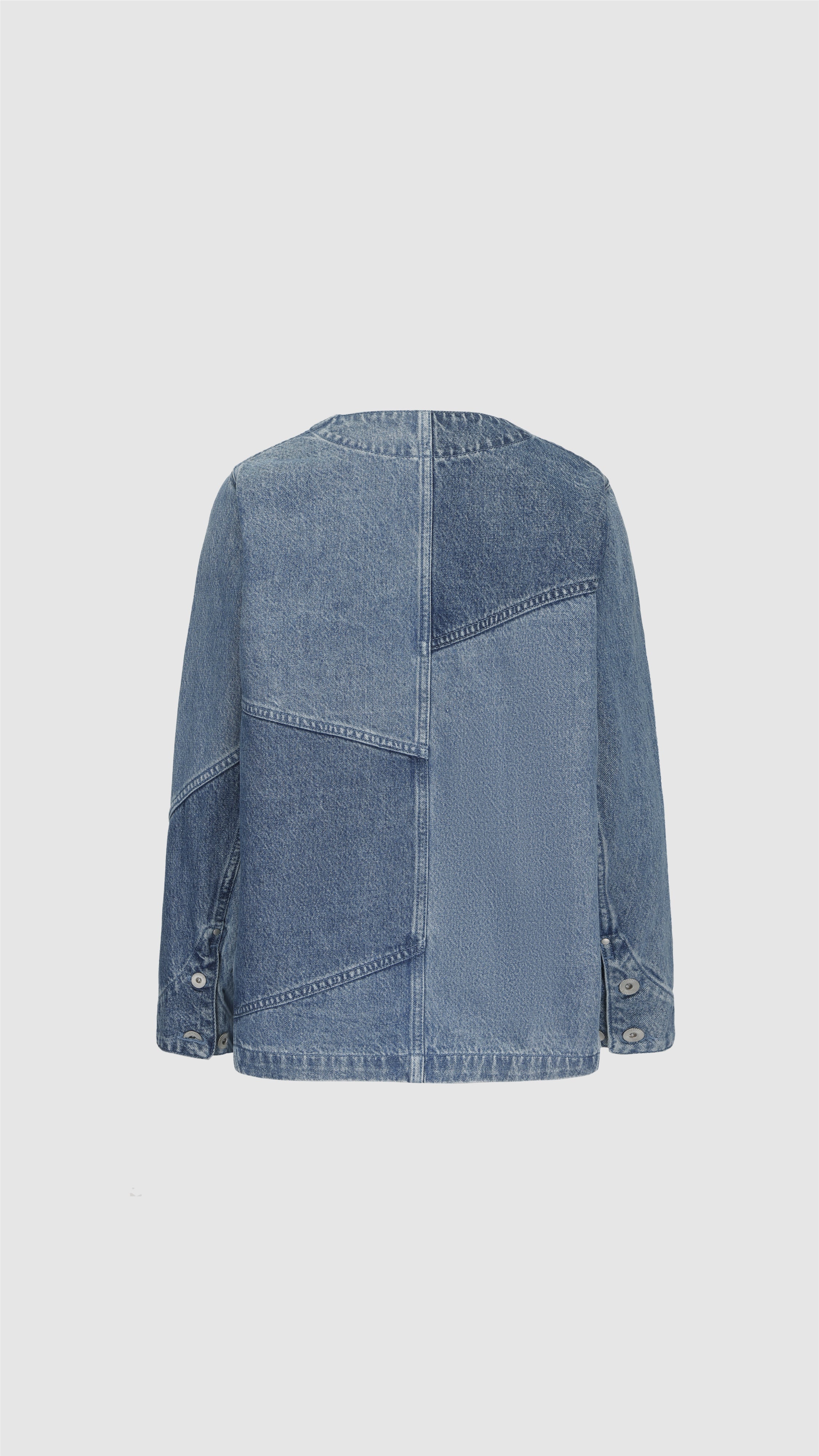 Vintage Rebuilt Collarless Denim Jacket for Women & Men - Distressed Denim Trucker Jacket with Raw Hem - Perfect for Streetwear, Layering & Casual Outfits