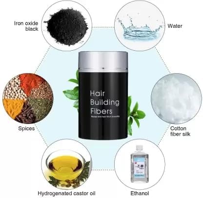 SKINPLUS Hair Fiber for Men - Black Hair Building Powder & Thickening Fibers for Instant Volume & Coverage | Perfect for Thinning Hair & Bald Spots | Styling Wand Included for Easy Application at Home or On-the-Go
