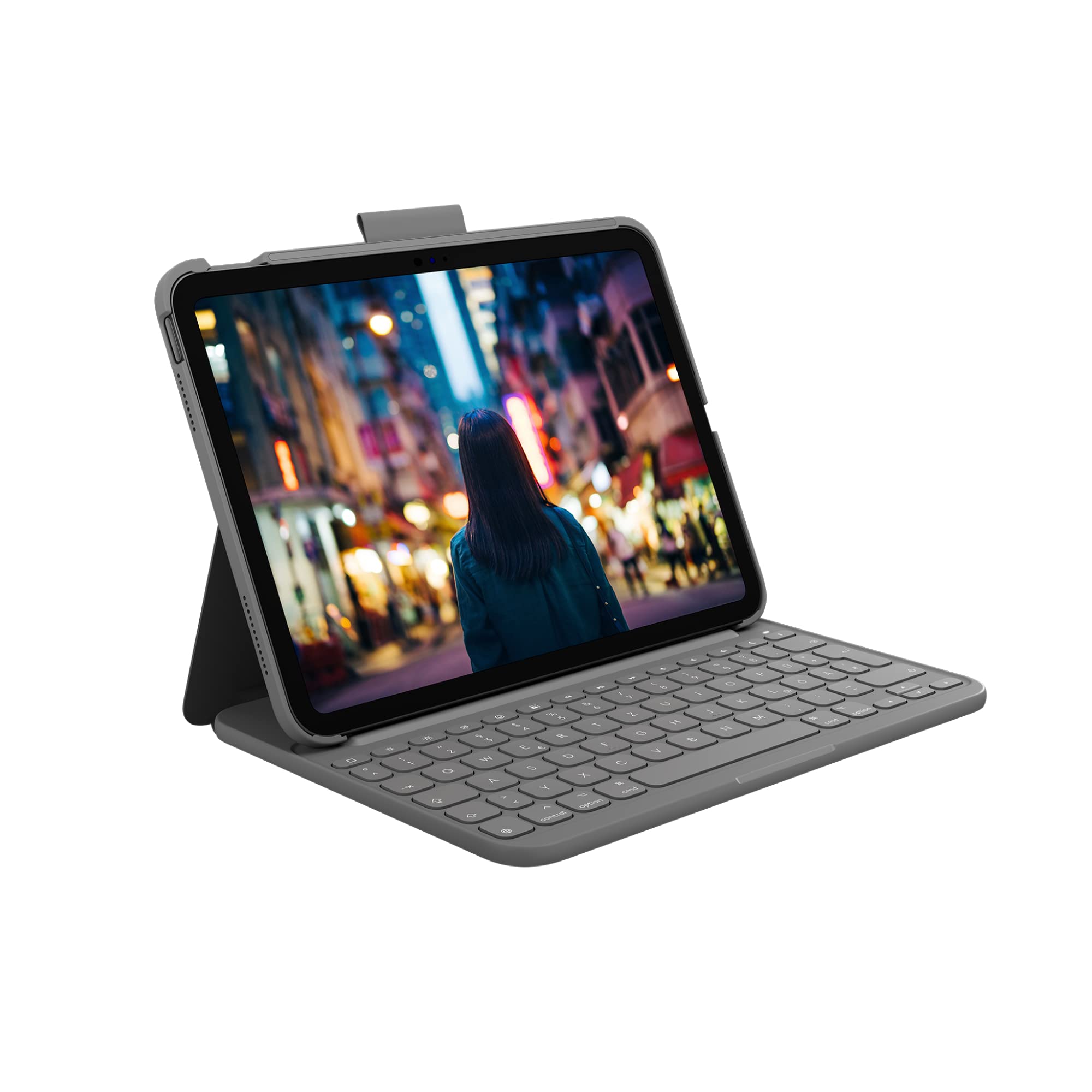 Logitech Slim Folio Keyboard Case for iPad 10th Gen & iPad Air 4 (A16) - Wireless Bluetooth Keyboard with German QWERTZ Layout in Graphite | Perfect for Work, Study & Travel