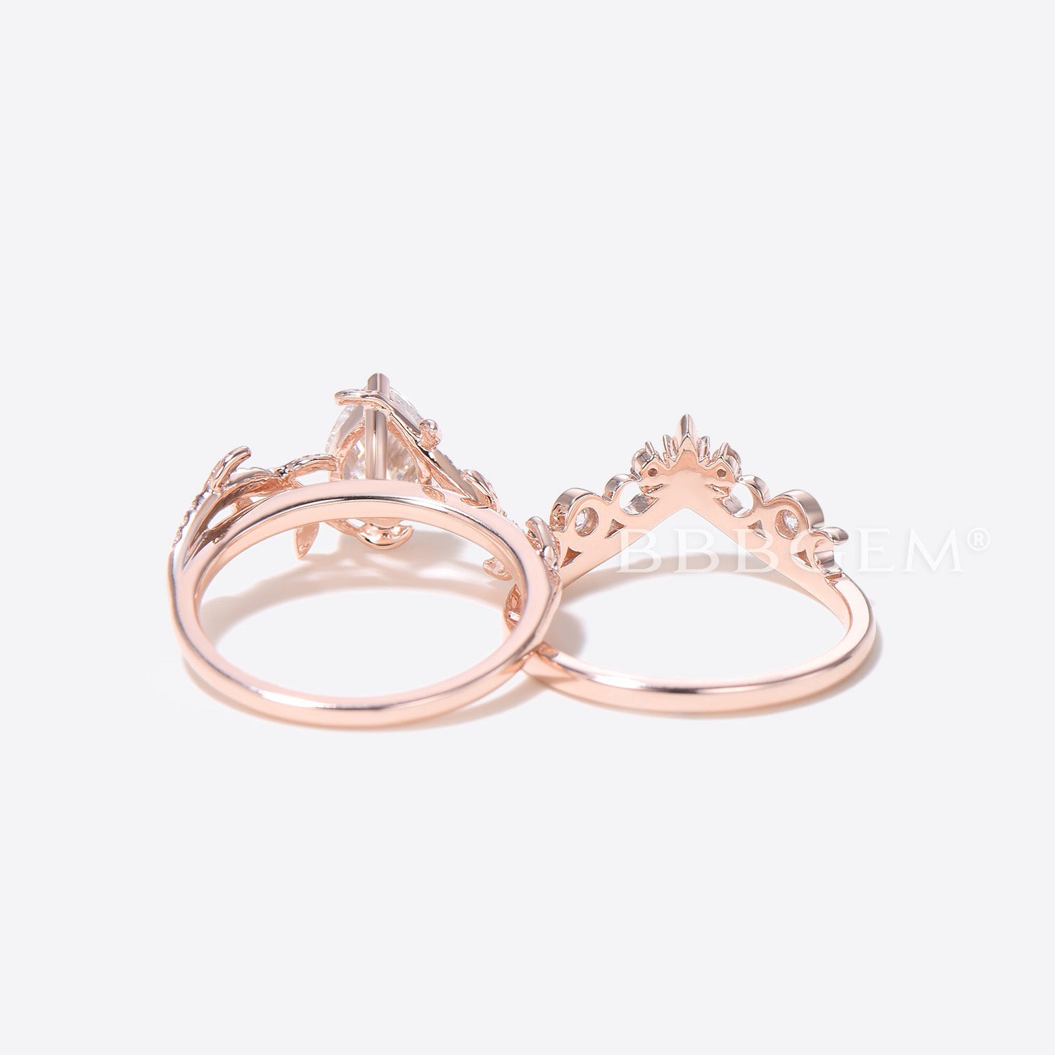 Lab Grown Diamond Teardrop Leaf Engagement Ring Set - IGI Certified Ethical Diamond Wedding Band for Women | Perfect for Proposals, Anniversaries & Bridal Jewelry