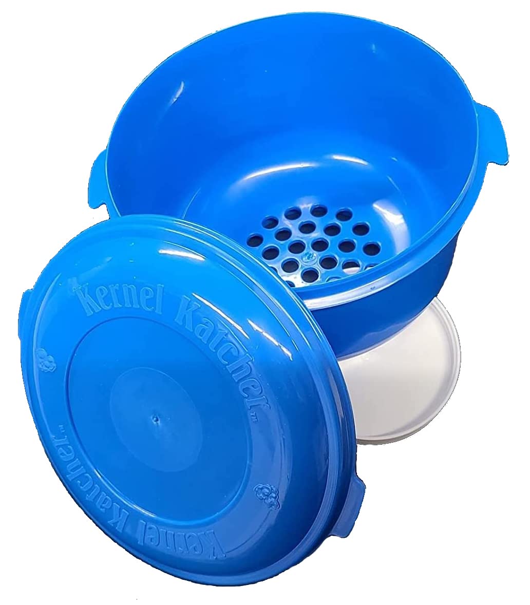 Kernel Catcher Popcorn Bowl - Dentist-Designed Microwave & Dishwasher Safe Snack Bowl Made from Recycled Materials (Blue) - Perfect for Movie Nights, Parties & Healthy Snacking