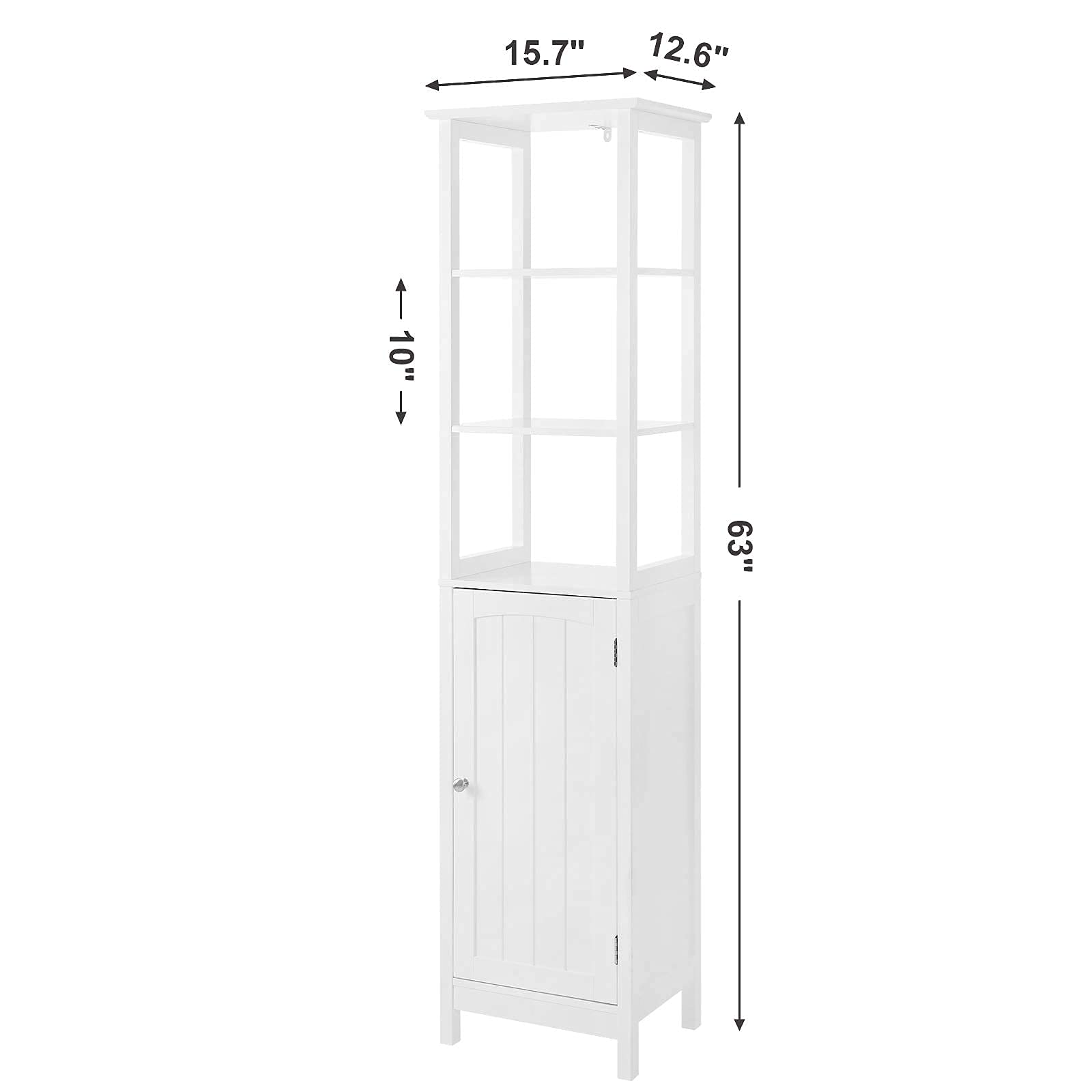 VASAGLE 3-Tier Floor Cabinet - White Bathroom Storage Cabinet with Shelves, Freestanding Linen Tower, Wooden Cupboard for Bathroom, Bedroom & Living Room Organization | Space-Saving Home Decor Solution