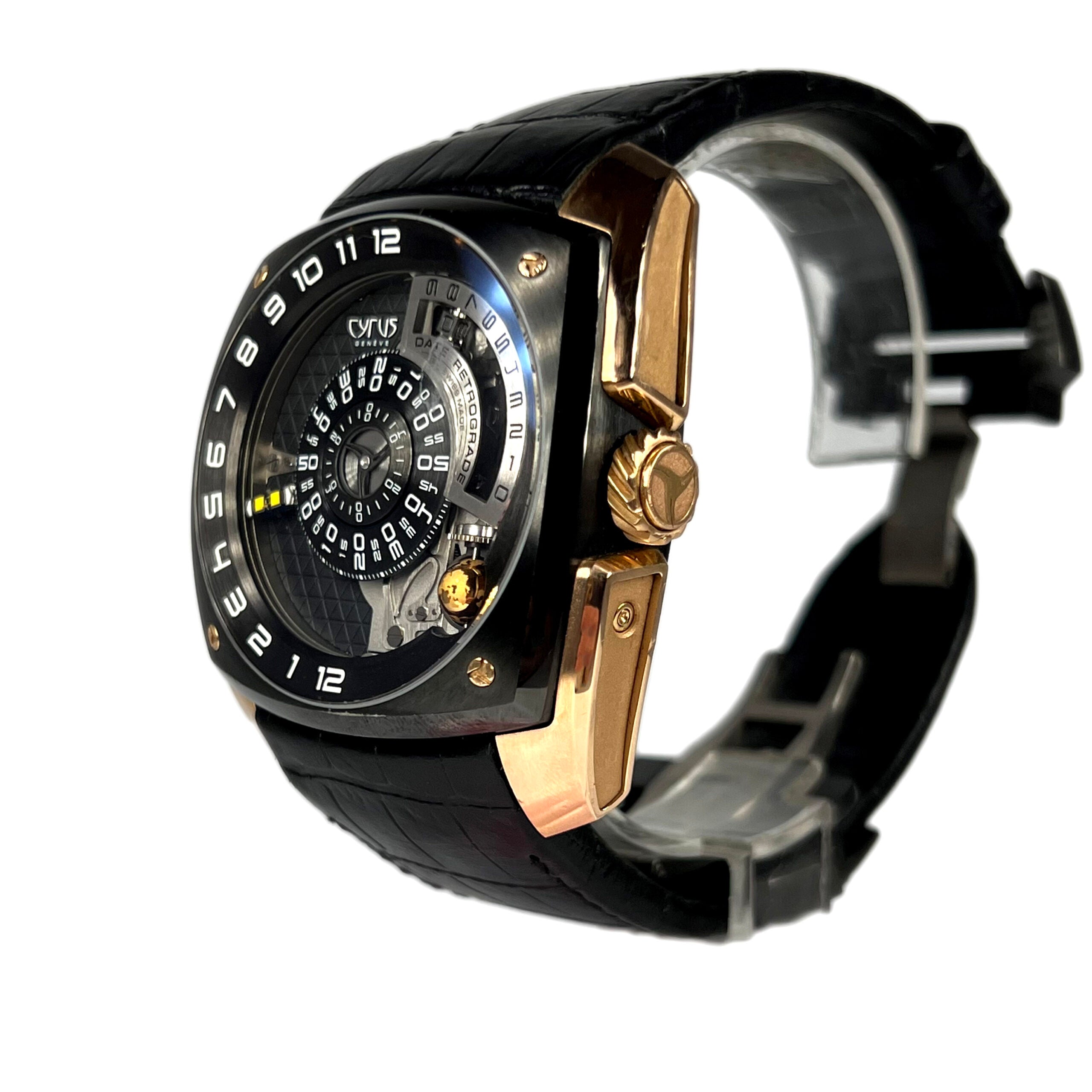 Luxury Cyrus Klepcys Moon 18K Red Gold & Black DLC Titanium Men's Watch - Premium Swiss Automatic Chronograph for Business, Gala & Special Occasions