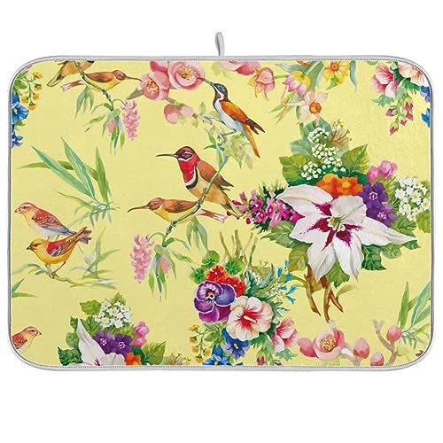 Watercolor Wild Exotic Birds on Flowers