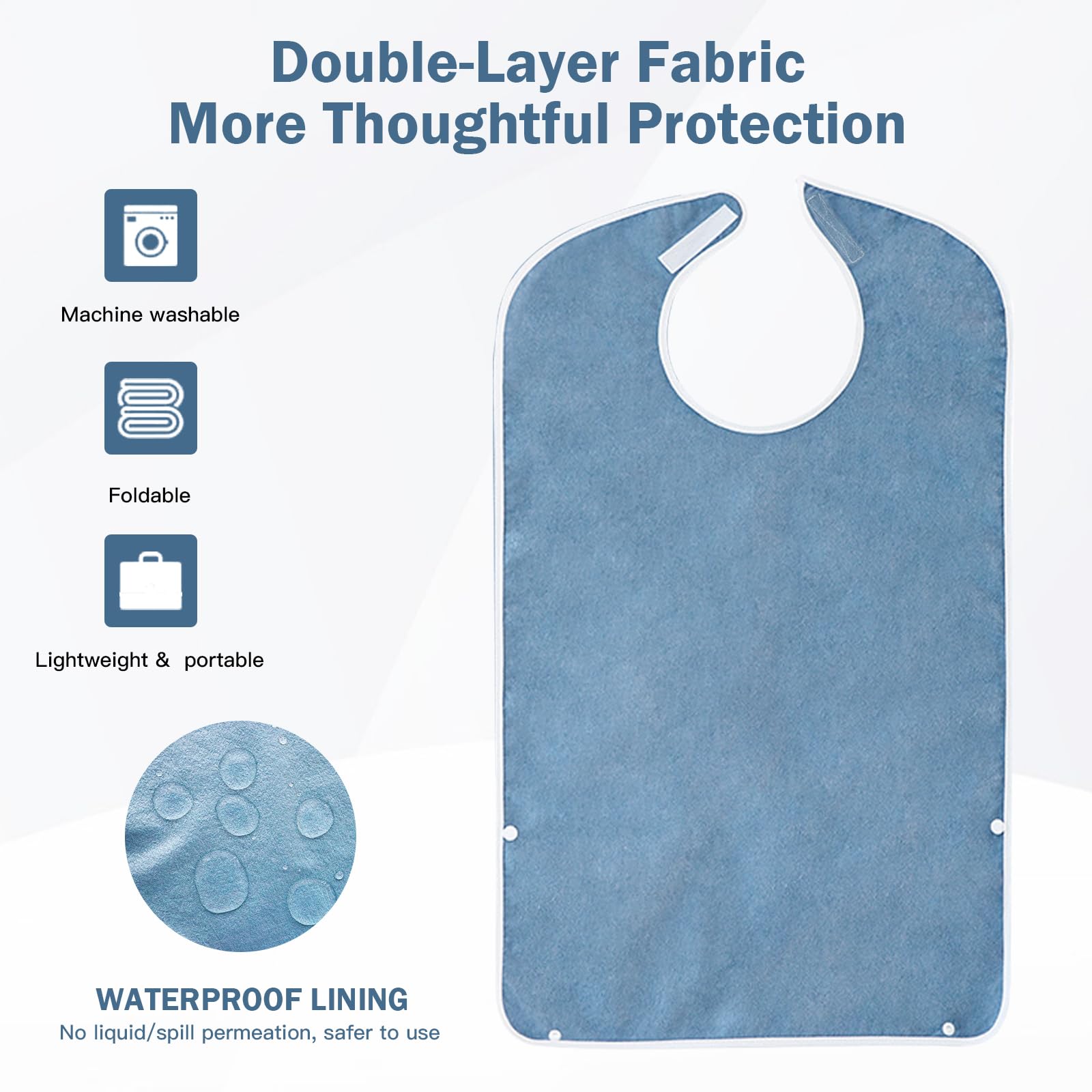 YushengTai Adult Bibs - Pack of 3 Reusable Waterproof Bibs with Crumb Catcher | Oil Resistant Clothing Protector for Elderly, Parents & Adults | Perfect for Mealtime, Nursing Care & Dining Out