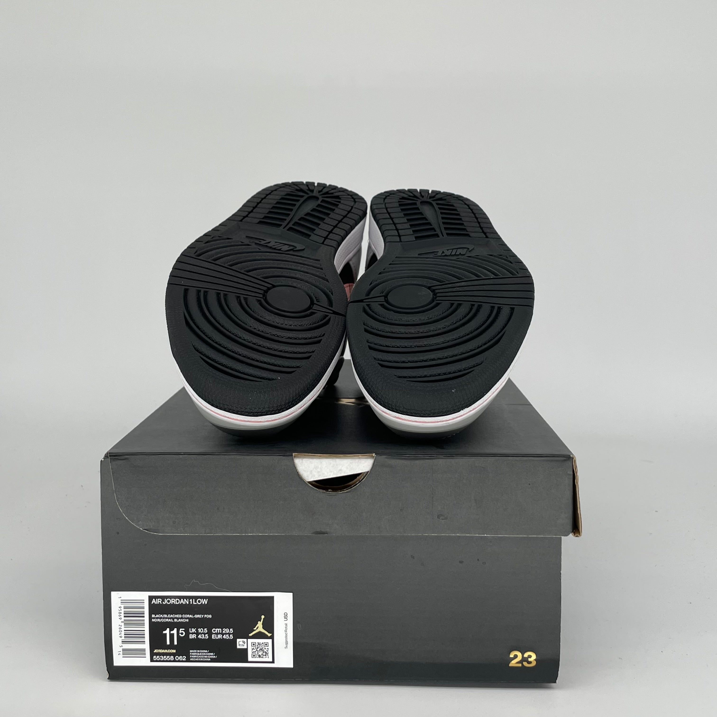 AIR JORDAN 1 LOW Sneakers - Black/Grey/Pink - Men's Size 11.5 (Style: 553558-062) | Basketball Shoes, Casual Wear & Street Style Fashion
