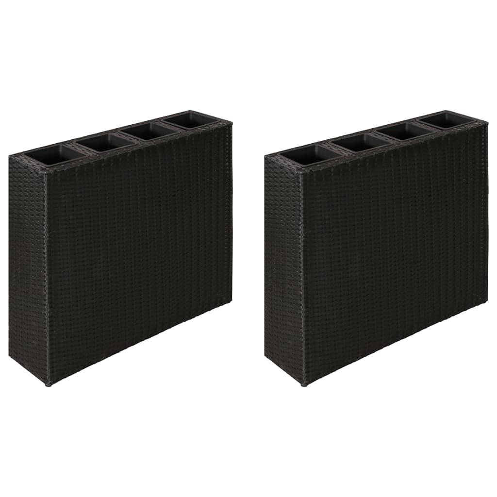 TYMMC 4-Pot Garden Raised Bed with Poly Rattan - Set of 2 Black Planters | Perfect for Patio, Balcony & Small Space Gardening