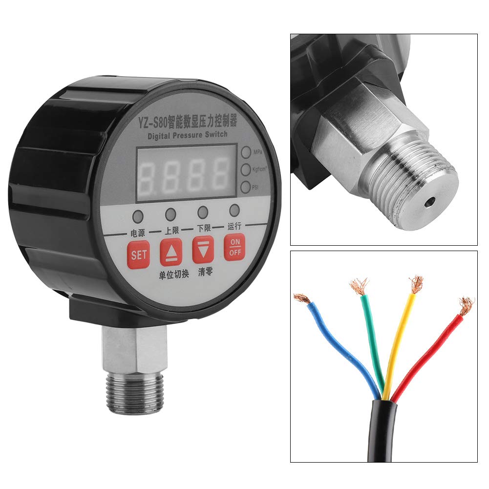 220V Digital Air Pressure Switch with 4-Digit LED Display - Precision Air Compressor Controller for Industrial & Home Workshop Use