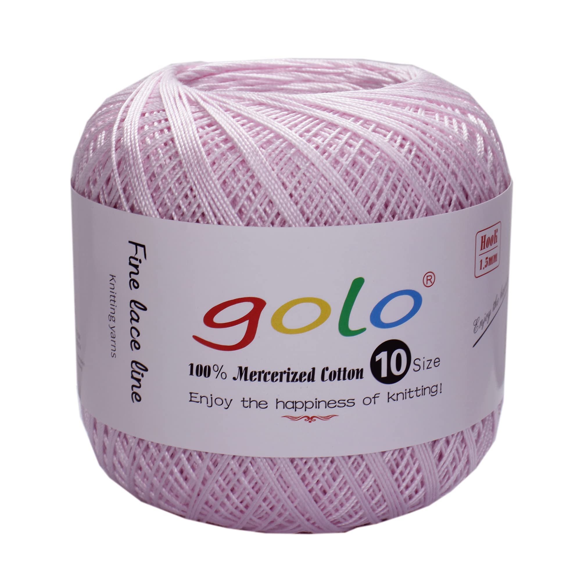 Golo Size 10 Crochet Thread Yarn - 100% Cotton Knitting Yarn for Crochet, Embroidery & Crafts (Light Pink-608) - Perfect for Doilies, Amigurumi & Home Decor Projects