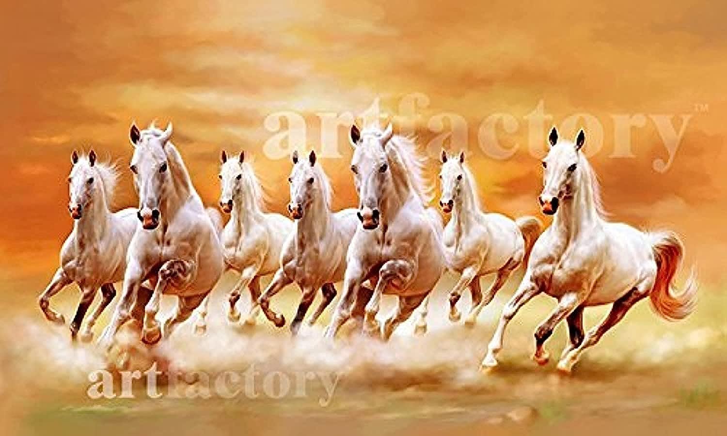 Art Factory Seven Horse Vaastu Painting - Feng Shui Wall Art for Home & Office Decor | Brings Prosperity & Positive Energy