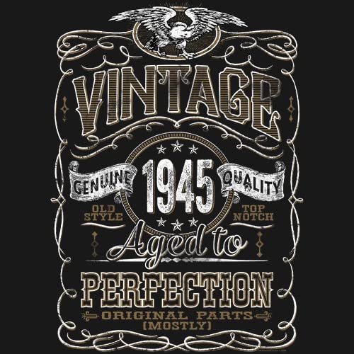 Vintage 1945 Aged to Perfection 80th Birthday T-Shirt for Men - Funny 80th Birthday Gift Idea - Perfect for Parties & Celebrations