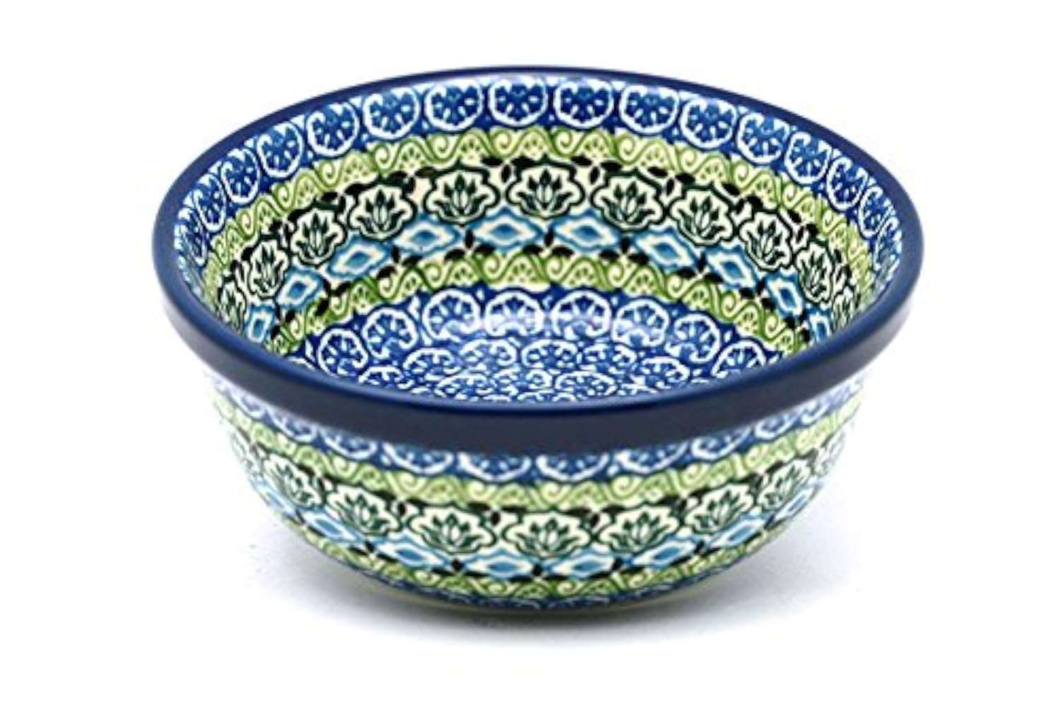Handmade Polish Pottery Bowl for Salad – Tranquil Blue Floral Design – Perfect for Dining, Entertaining & Kitchen Decor