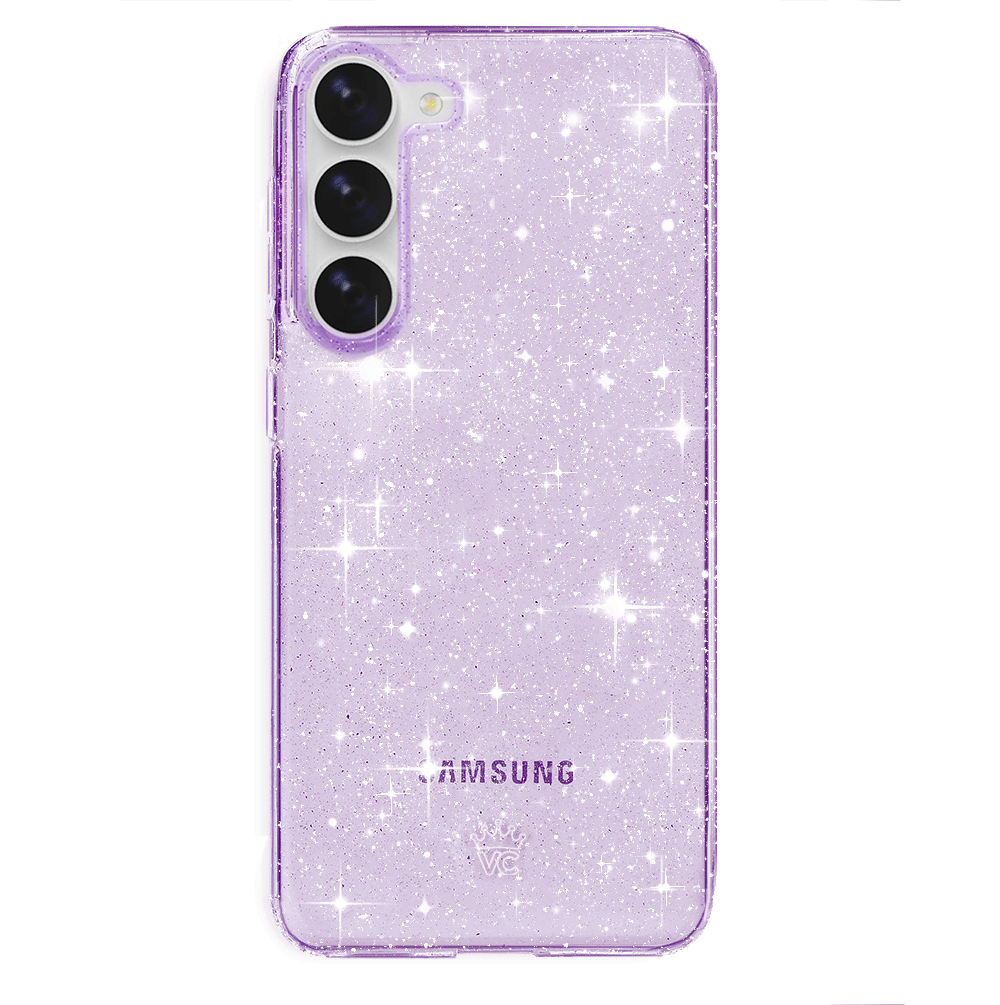 Lilac Stardust Samsung Phone Case - Protective Cover for Galaxy S21/S22/S23 - Trendy Glitter Design - Perfect for Everyday Use & Gift Giving