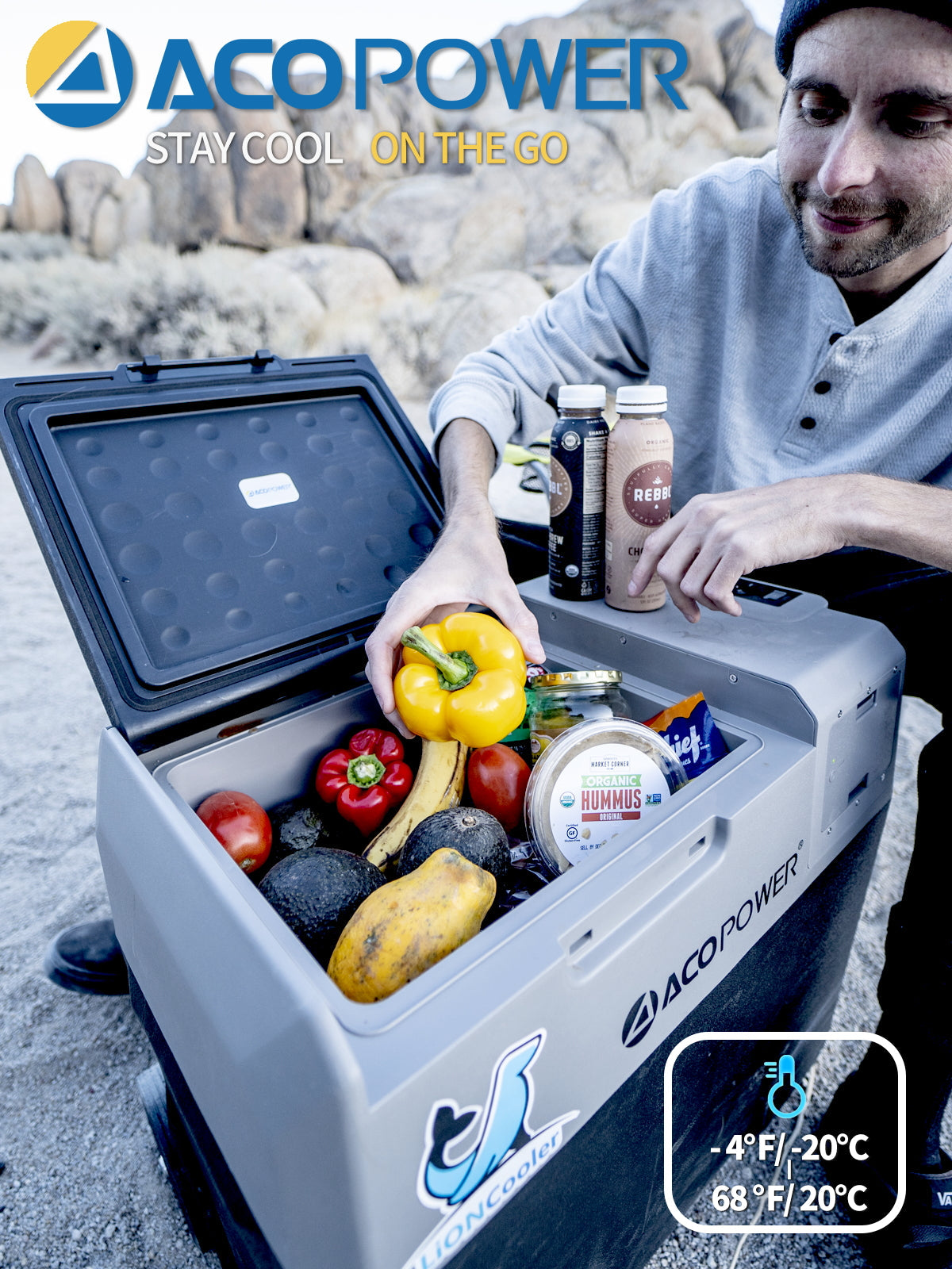 ACOPOWER LionCooler X50A 52-Quart Portable Solar Fridge Freezer - Perfect for Camping, Road Trips & Outdoor Adventures