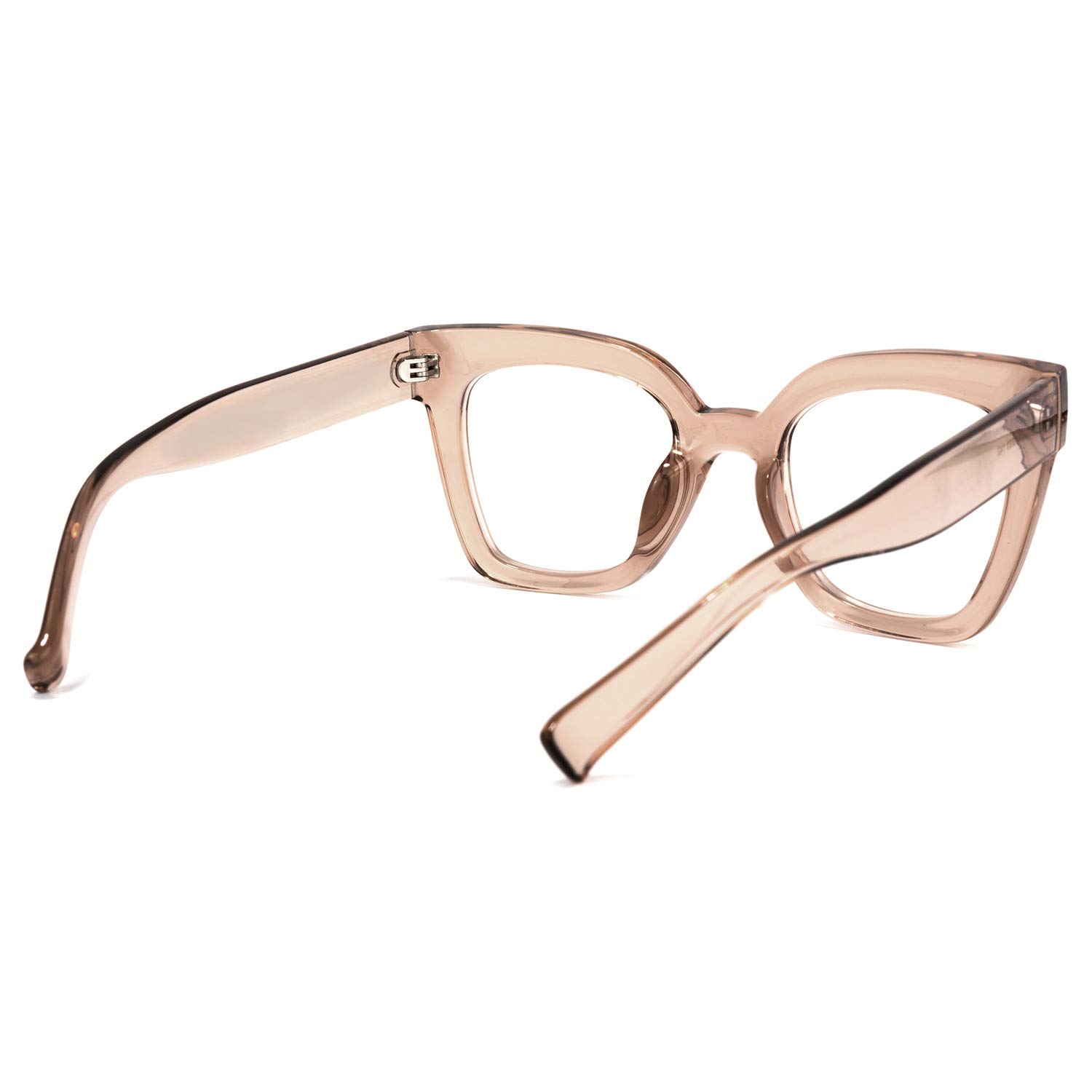 Zeelool Women's Trendy Rectangle Blue Light Blocking Glasses TR90 Eyewear - Malcolm VFT0269 (VFT0269-02 Champagne, Non-Prescription Clear Lens) for Computer, Gaming & Screen Use