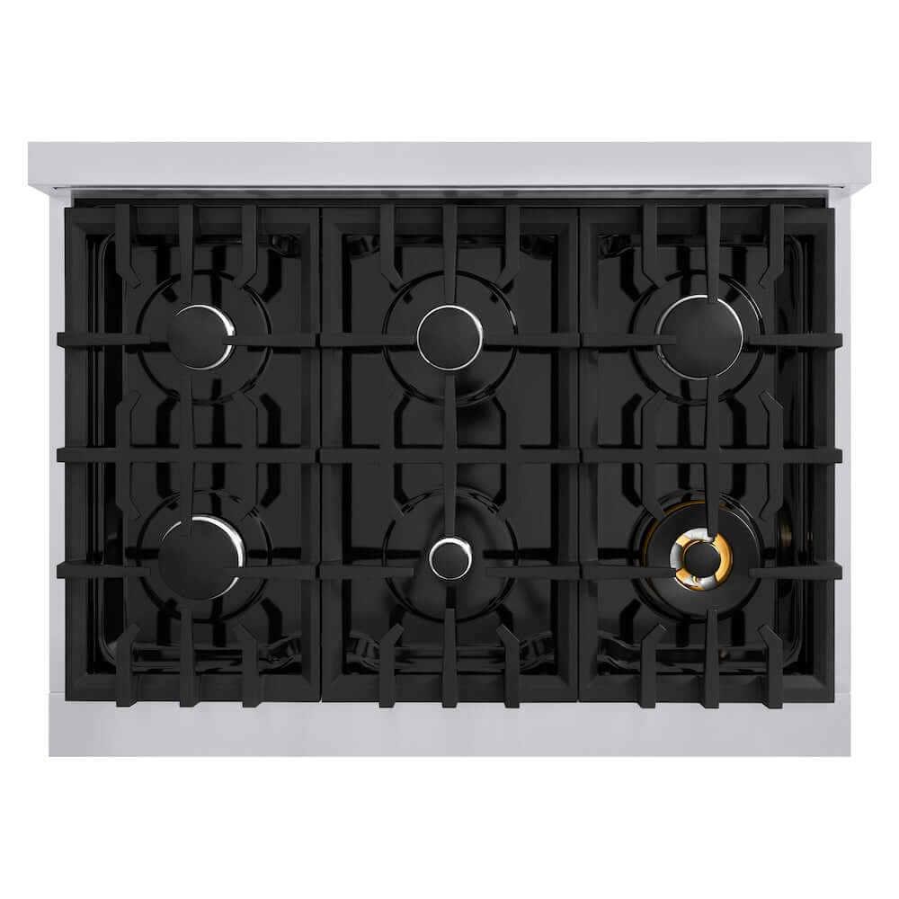 ZLINE 36 Inch 5.2 Cu. Ft. Select Dual Fuel Range - 6 Burner Gas Cooktop & Electric Convection Oven - Stainless Steel with Black Matte Door (HDR BLM 36) - Perfect for Modern Kitchens & Professional Cooking