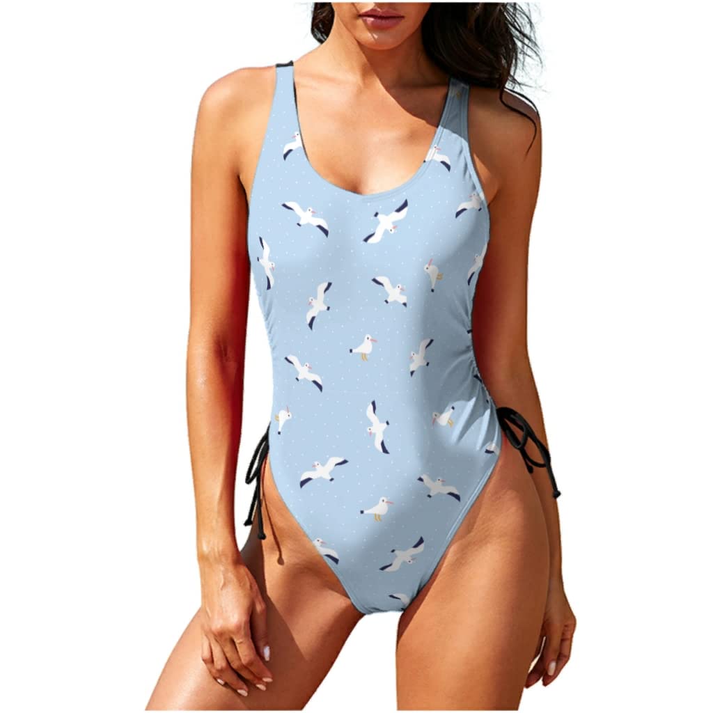 Women's One-Piece U-Neck Swimsuit with Padding - Tummy Control Sport Swimwear for Swimming, Beach & Pool Activities | Bird Tankini Bathing Suit