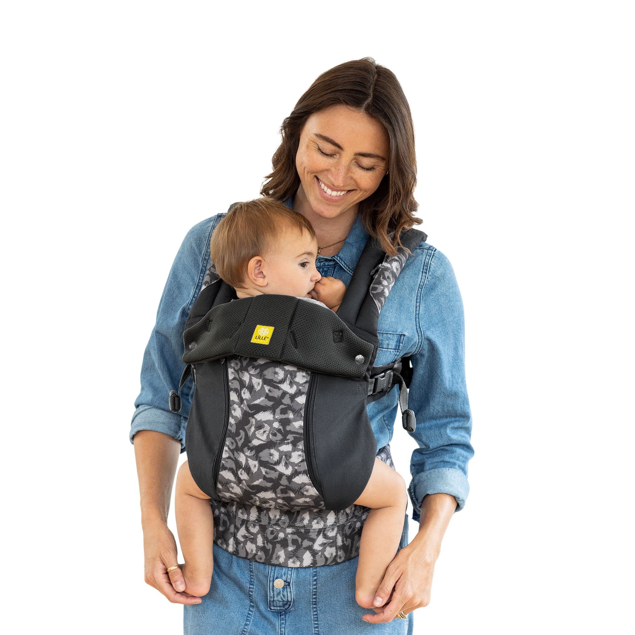 LÍLLÉbaby Complete All Seasons Ergonomic 6-in-1 Baby Carrier for Newborn to Toddler (7-45 lbs) - 360 Degree Adjustable Baby Wearing with Lumbar Support - Inward & Outward Facing Positions - Twilight Leopard Print - Perfect for Hands-Free Parenting, Shopping, Hiking & Travel