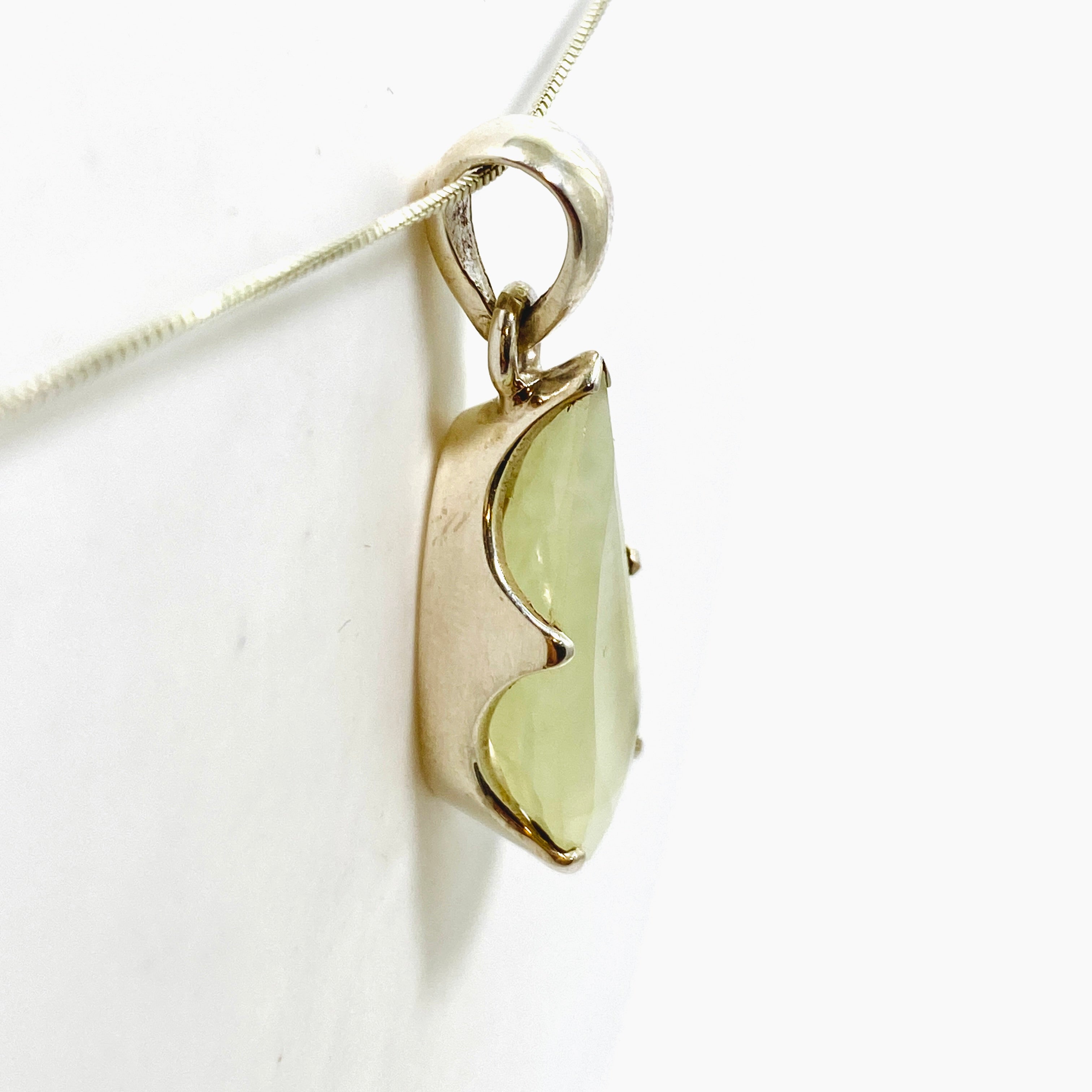 Natural Prehnite Freeform Faceted Pendant Necklace - Handcrafted Gemstone Jewelry PPGJ1020 | Spiritual Healing, Meditation & Boho Fashion Accessory