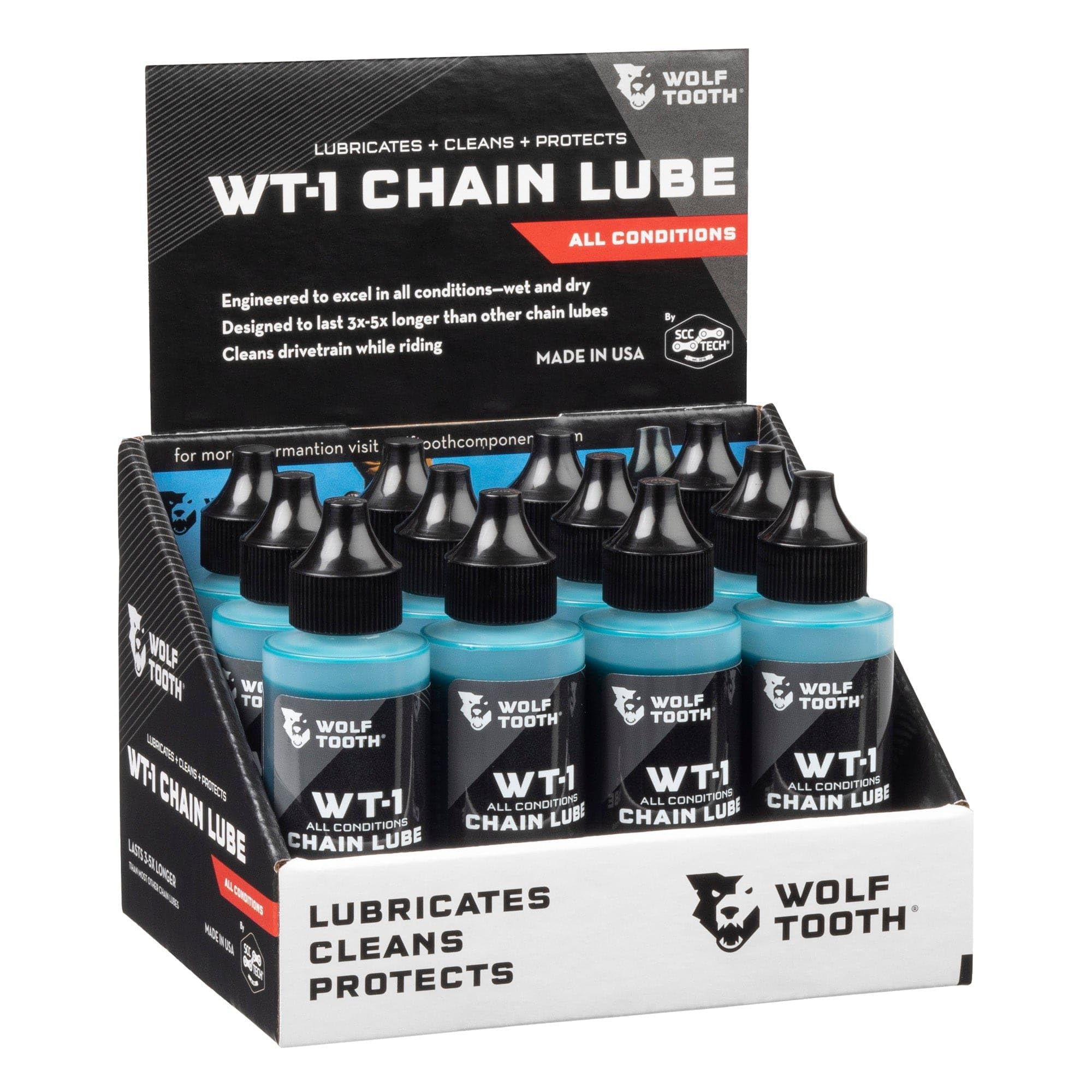 Wolf Tooth Components WT-1 Drivetrain Treatment - 2oz Lubricant for Bikes, Chains & Gears - All Weather Protection (12-Pack Case) - Ideal for Mountain Biking, Road Cycling & Commuting