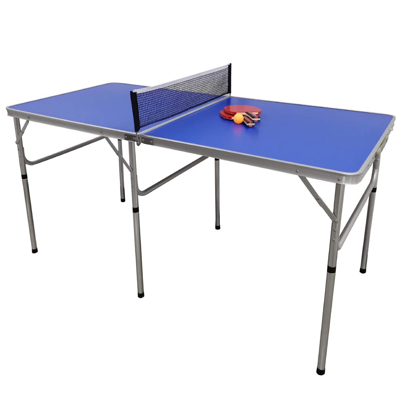 Trademark Innovations 5 Ft Folding Ping Pong Table Set with 2 Paddles & 3 Balls - Portable Indoor/Outdoor Table Tennis Game for Home, Office, Backyard & Party Fun