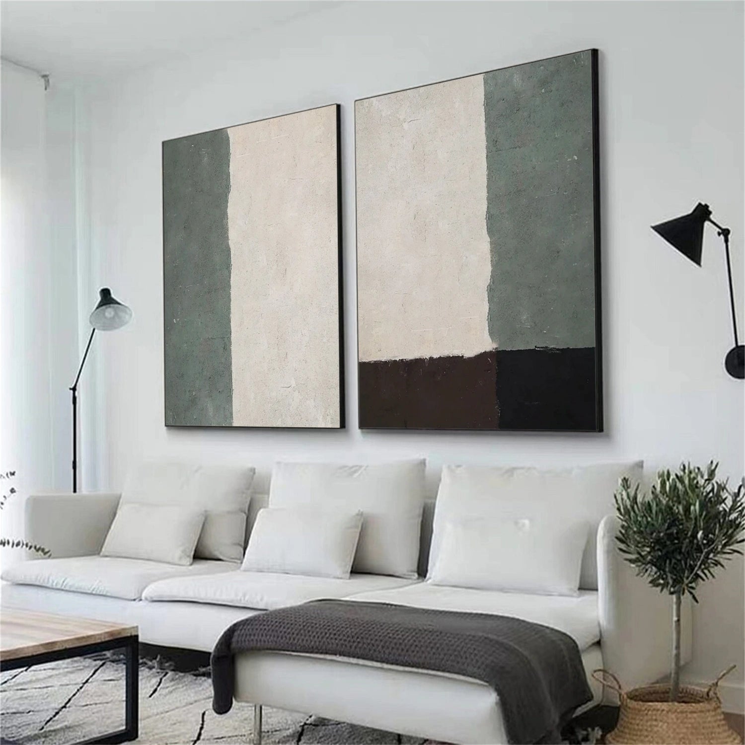 Abstract Tranquility Set of 2 Wall Art Paintings - Modern Minimalist Canvas Prints for Living Room, Bedroom & Office Decor #WS246