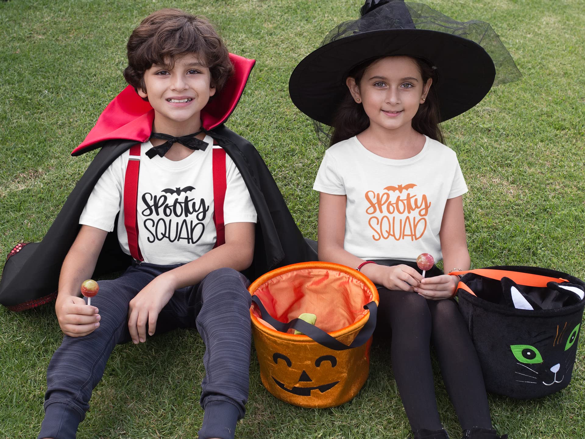 Spooky Squad Iron On Transfer - Matching Friends Shirt Decal, Vinyl Patch for DIY Halloween Crafts | Easy 5-Minute T-Shirt Applique in Emerald Glitter | Perfect for Halloween Costumes, Group Outfits & DIY Party Decorations