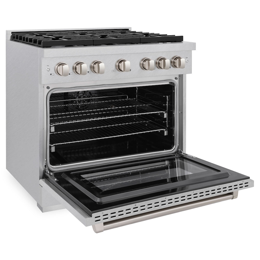 ZLINE 36-Inch 5.2 cu. ft. Dual Fuel Range with 6-Burner Gas Cooktop & Electric Convection Oven - Satin Stainless Steel (SDRS 36) | Professional Kitchen Appliance for Home Chefs & Cooking Enthusiasts