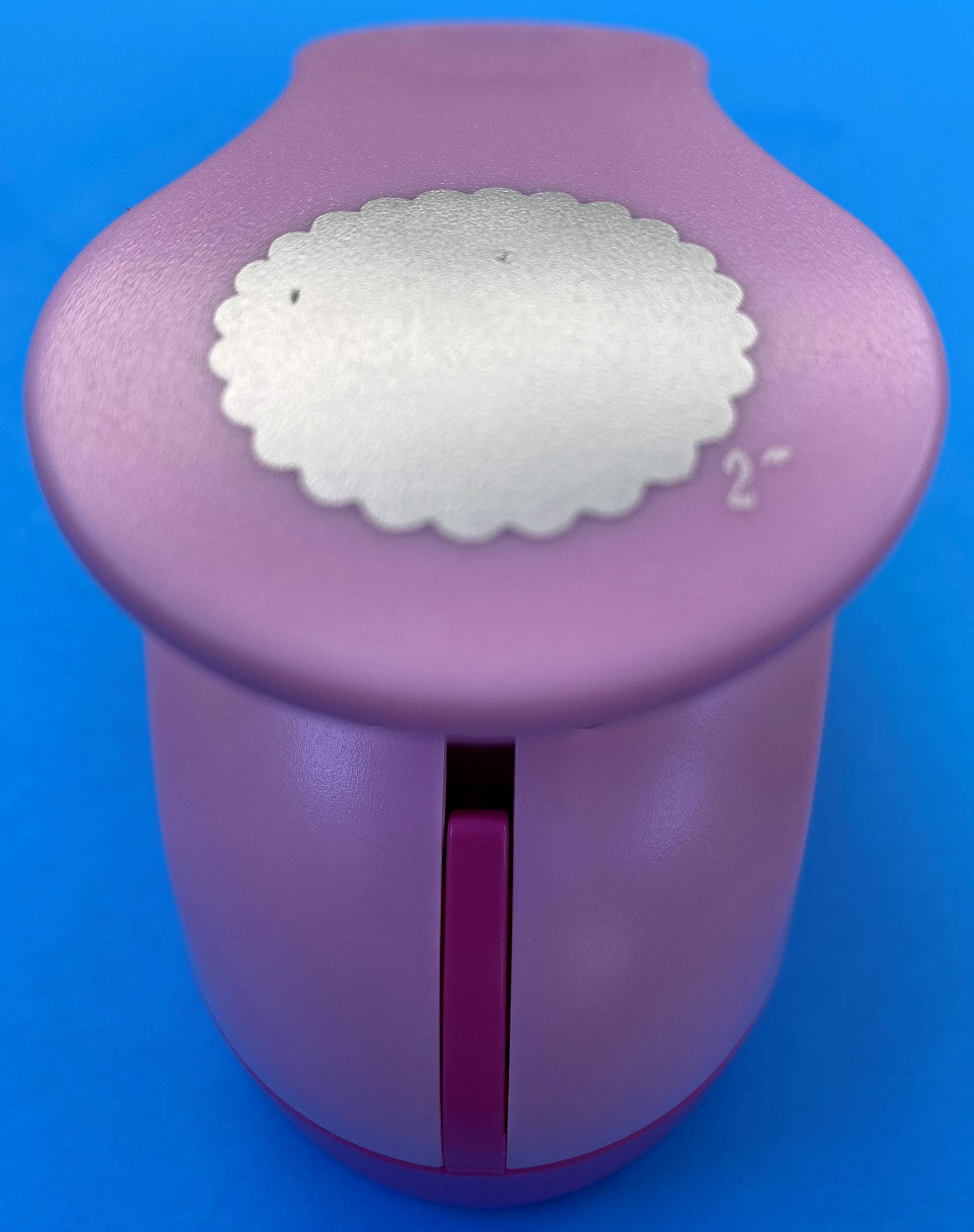 Pink Eva Foam Punch Scallop Tool - 1.89 Inch (4.8cm) Craft Hole Puncher for DIY Scrapbooking, Card Making & Paper Crafts - Perfect for Handmade Greeting Cards, Journals & Home Decor Projects