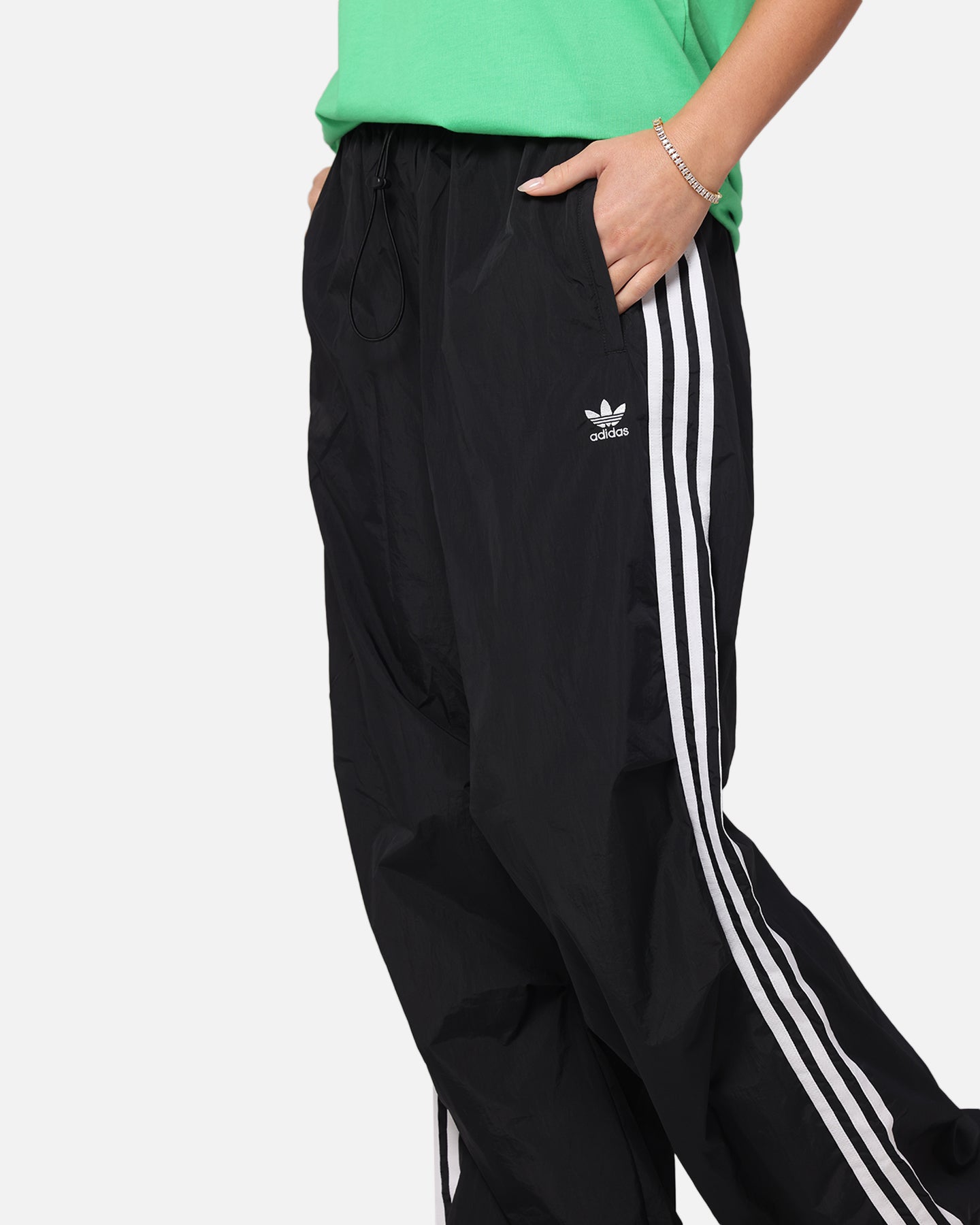 Adidas Women's 3 Stripes Parachute Pants - Black Athletic Joggers for Running, Yoga & Casual Wear | Comfortable & Stylish Workout Pants