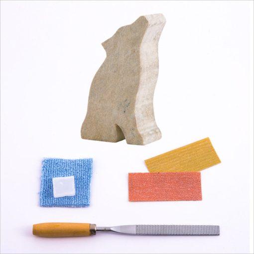 Soapstone Wolf Carving Kit for Beginners - Handmade Stone Sculpture Set with Tools - Perfect for DIY Art Projects, Home Decor & Gift Giving