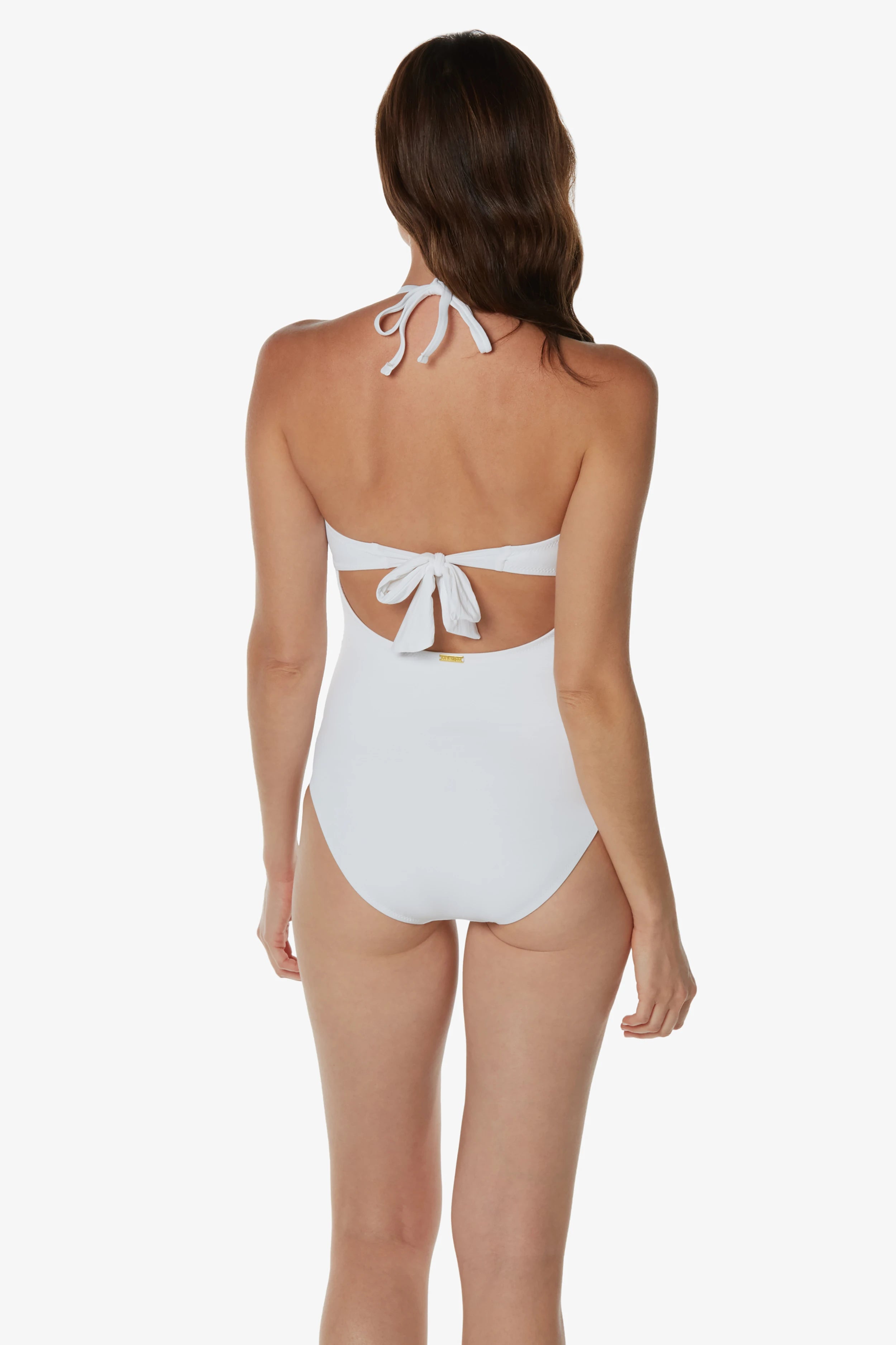 Classic Bandeau One Piece Swimsuit | Textured White Bathing Suit for Women - Perfect for Beach Vacations, Pool Parties & Summer Getaways