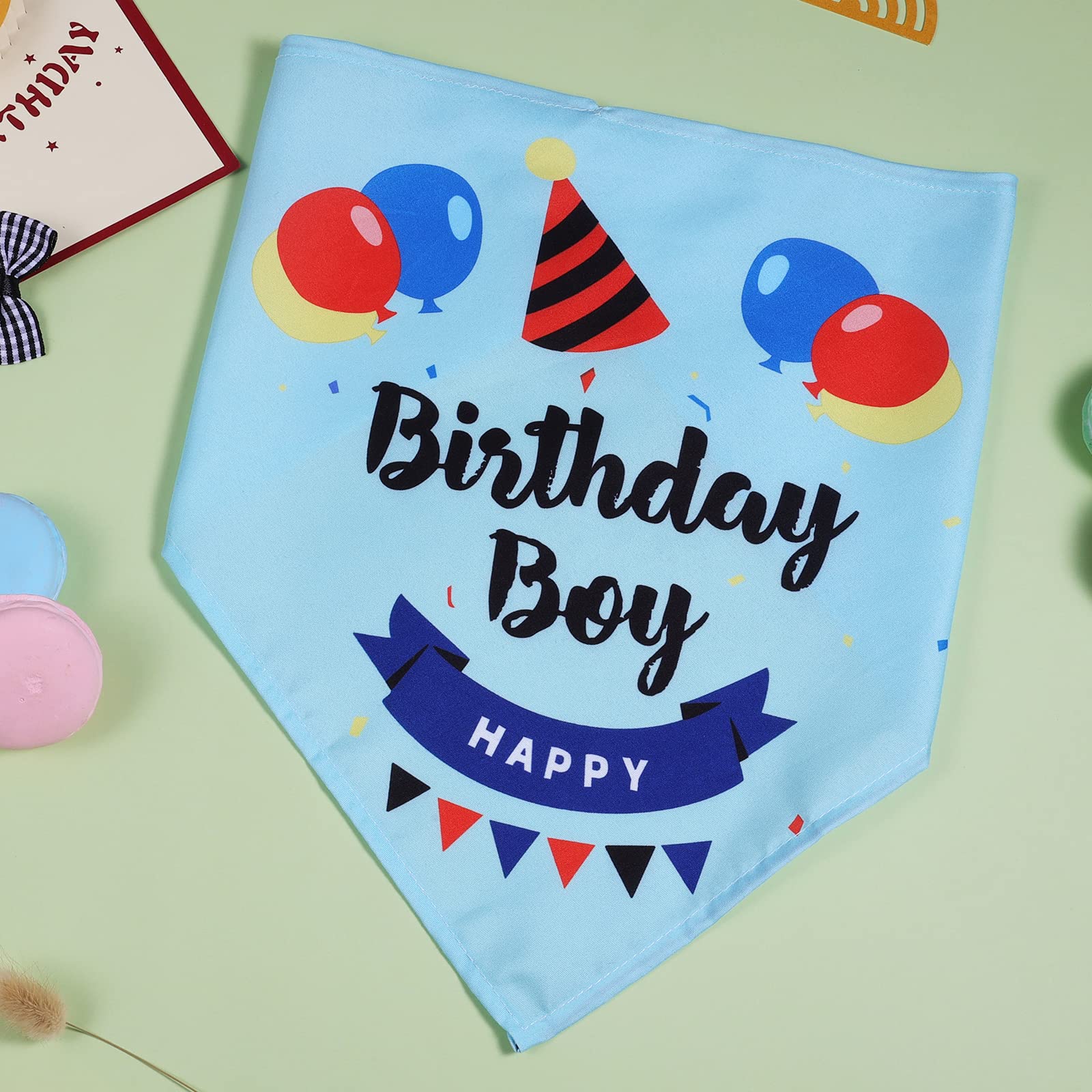 Blue Dog Birthday Bandana for Small Medium Large Dogs - Cute Pet Bibs & Triangle Scarf for Puppy Birthday Parties - Perfect for Pet Celebrations, Photo Shoots & Special Occasions
