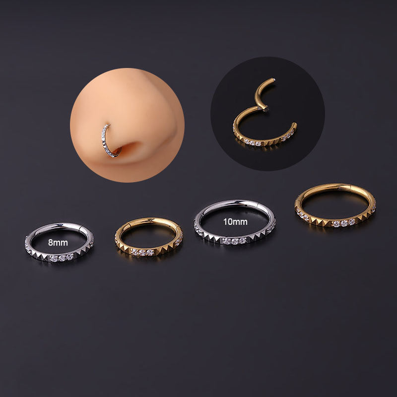16G Surgical Steel Seamless Pave Hinged Nose Ring Hoop - Hypoallergenic Body Jewelry for Sensitive Skin | Perfect for Everyday Wear, Parties & Special Occasions - HSPJ714