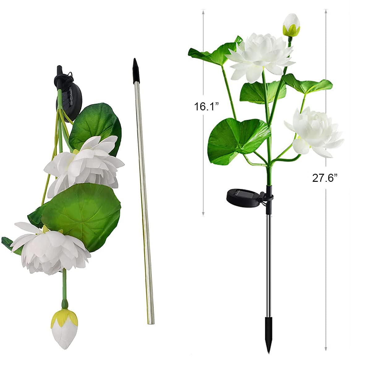 2 Pack Solar Lotus Flower Lights - Waterproof Outdoor Solar Garden Lights for Pathway, Lawn, Patio, Yard - Decorative Solar Stake Landscape Lighting (White) | Perfect for Garden Decor, Walkway Illumination & Backyard Ambience