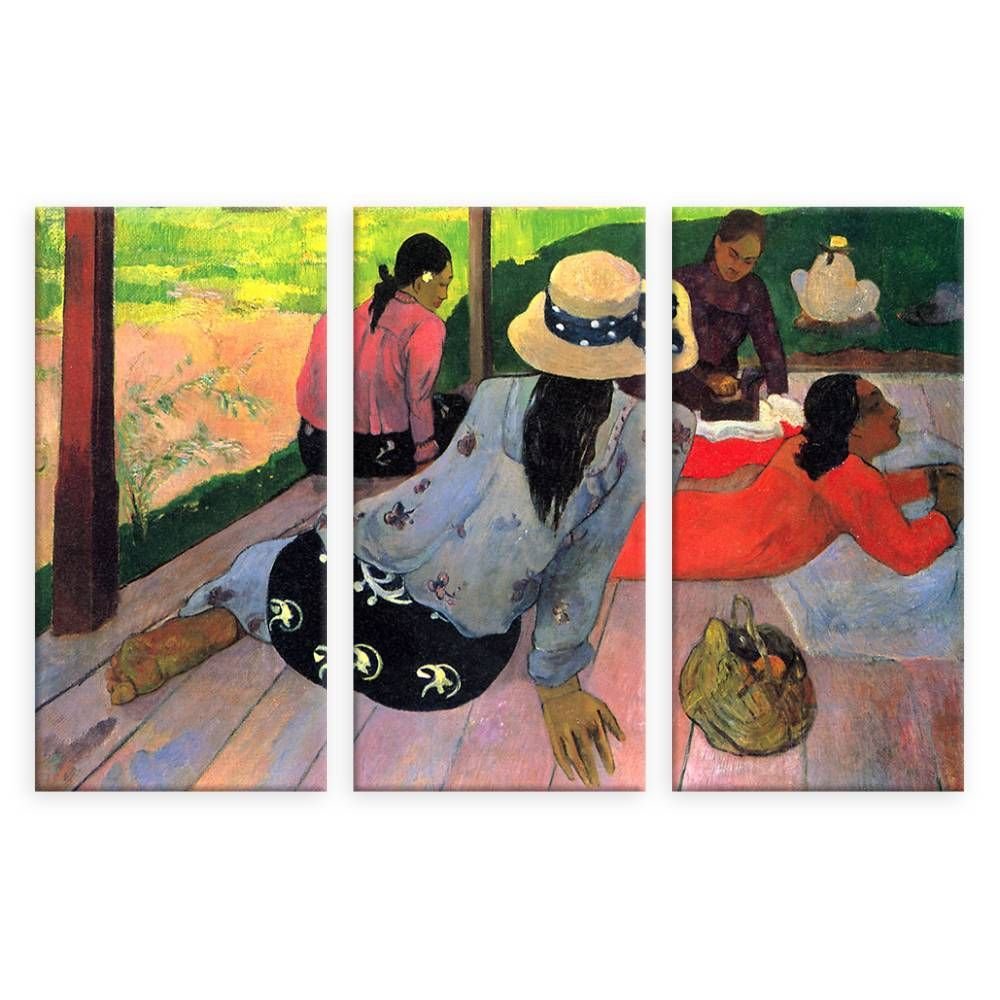 Paul Gauguin The Midday Nap Siesta 3-Panel Canvas Art Print - 36