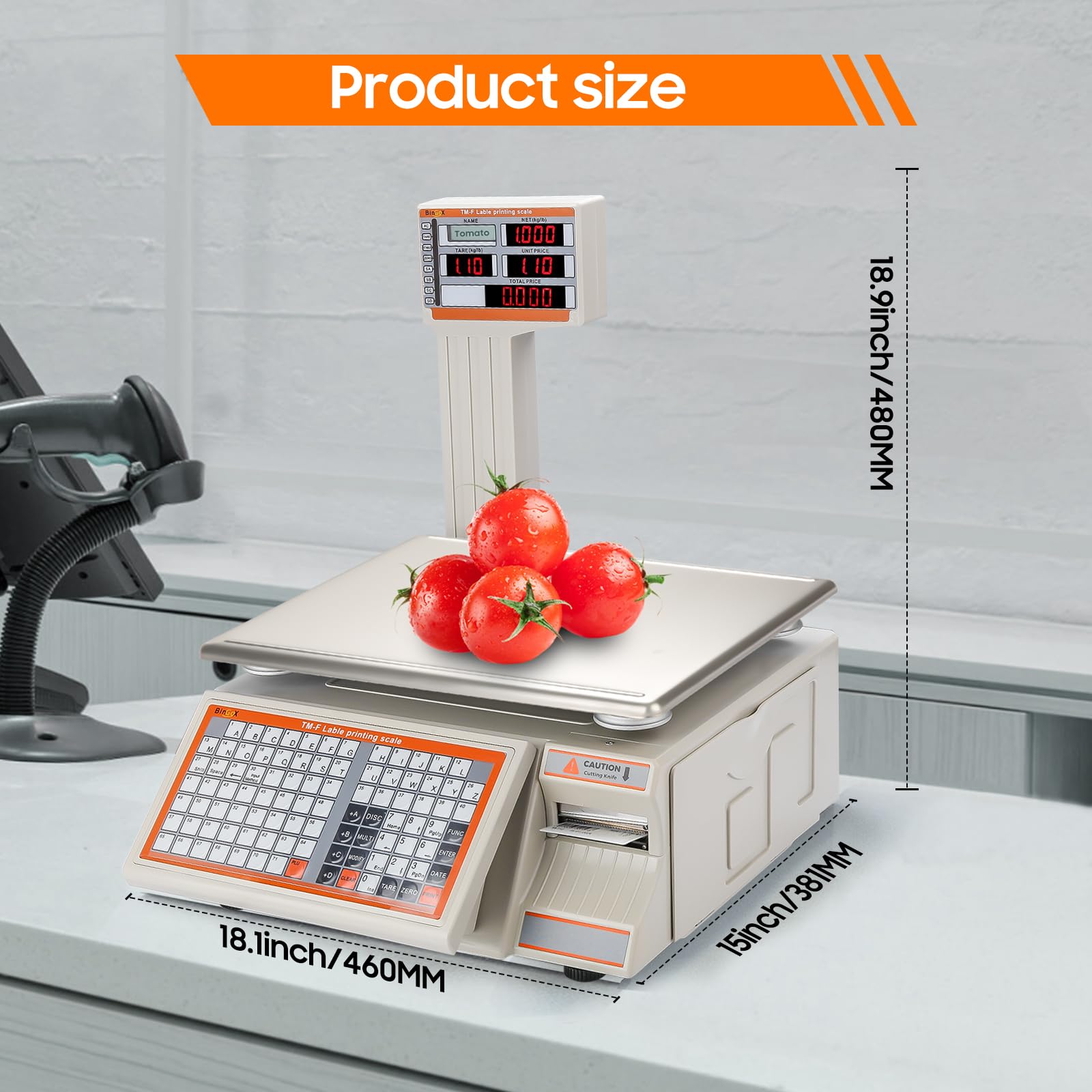 High Precision Commercial Digital Scale with Barcode Label Printer - 66 lbs Capacity for Retail, Supermarkets, Deli, Butcher Shops & Farmers Markets | Perfect for Weighing & Pricing Meat, Produce & Bulk Items