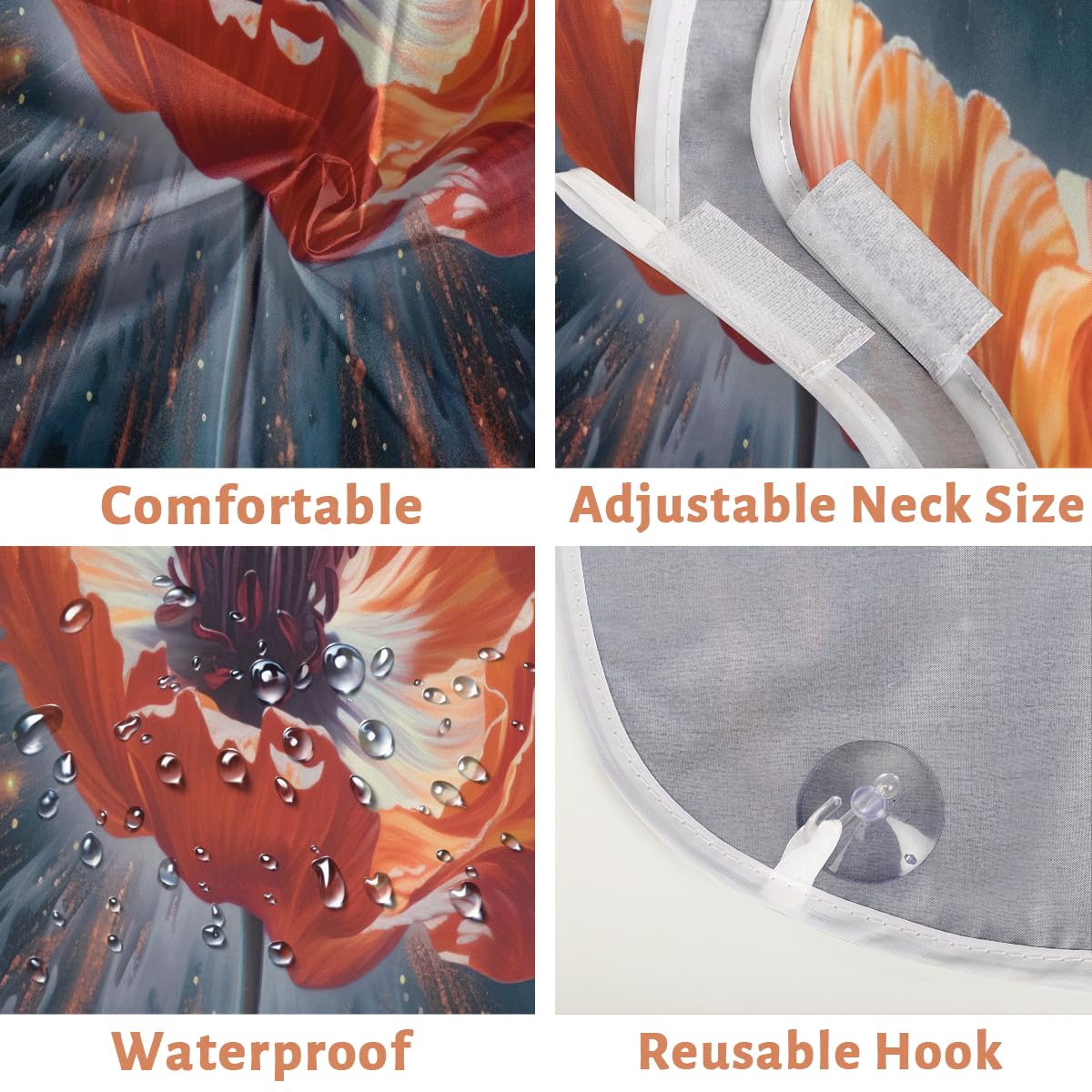 Stylish Poppy Flower Beard Shaving Bib for Men - Waterproof Makeup & Hair Dye Apron, Barber Cape for Haircut & Beard Trimming - Sink Hair Catcher & Grooming Accessory - Perfect for Home Salon, Barbershop & DIY Grooming
