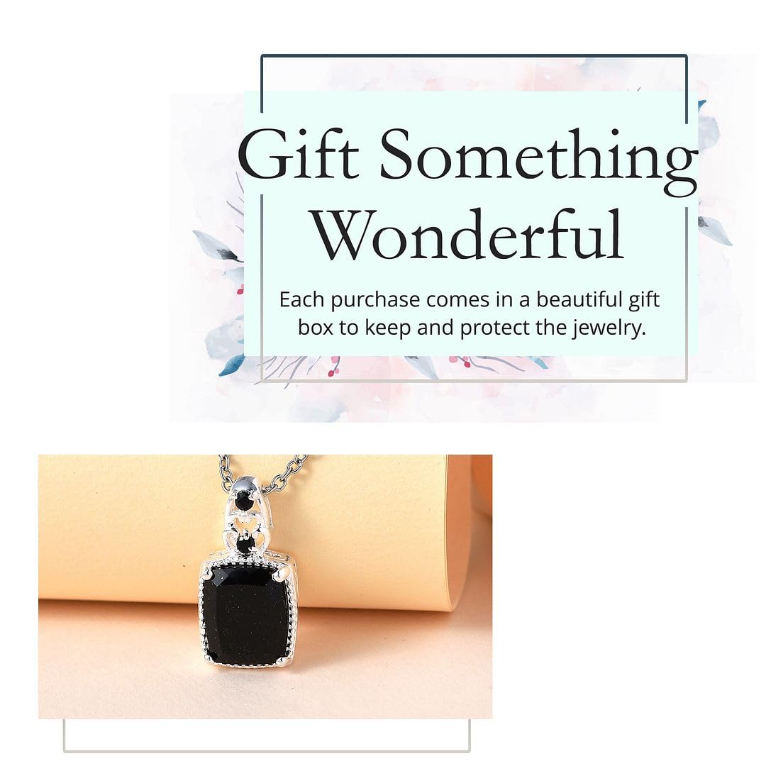 Shop LC Black Spinel Necklace for Women - 925 Sterling Silver Platinum Plated 20