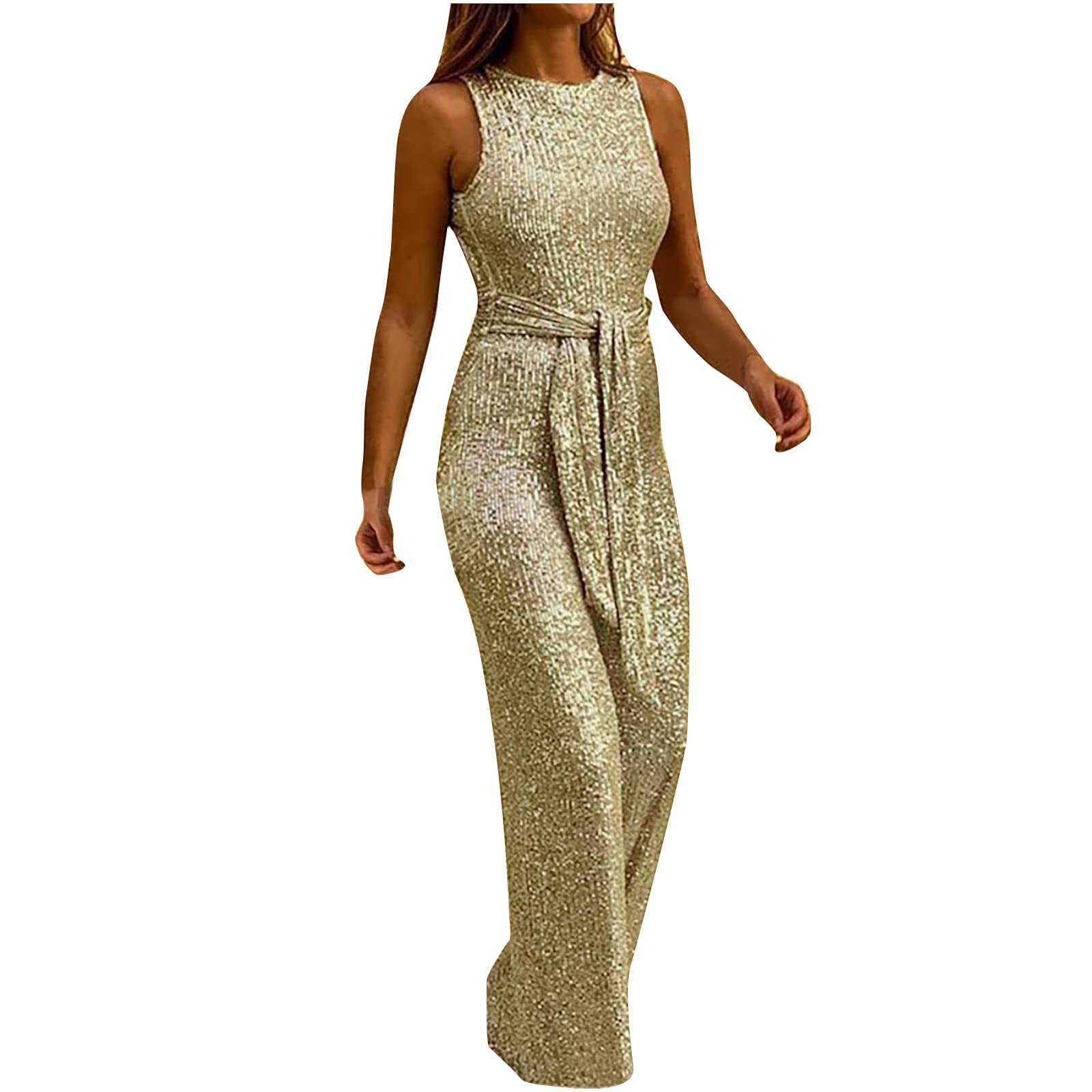 2022 Women's Sequin Jumpsuit - Sexy Backless V-Neck Party Romper with Zipper & Bandage Design | Perfect for Nightclub, Cocktail Party, Bachelorette & New Year's Eve Outfits