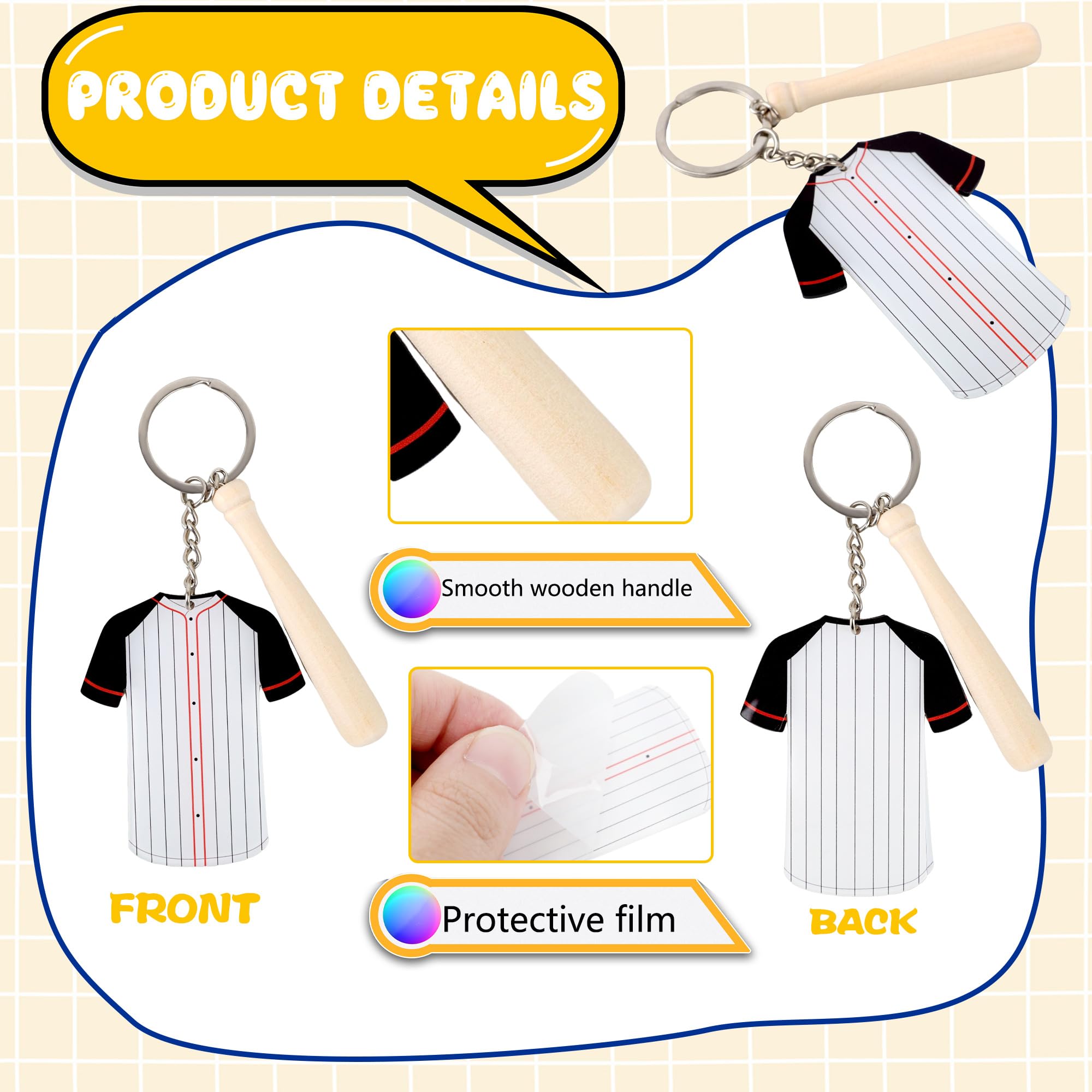 Plukeen 24 Pack DIY Baseball & Softball Acrylic Keychain Kit - Sublimation Crafting Keyrings for Sports Lovers, Team Parties & Personalized Gifts - Perfect for Game Day Favors, Player Awards & Fan Apparel