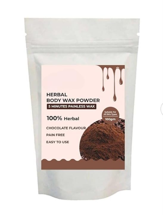 100% Natural Body Wax Powder - Chocolate Flavor for Pain-Free Hair Removal (100g) | At-Home Salon Smooth Skin Solution for Legs, Arms & Bikini Line