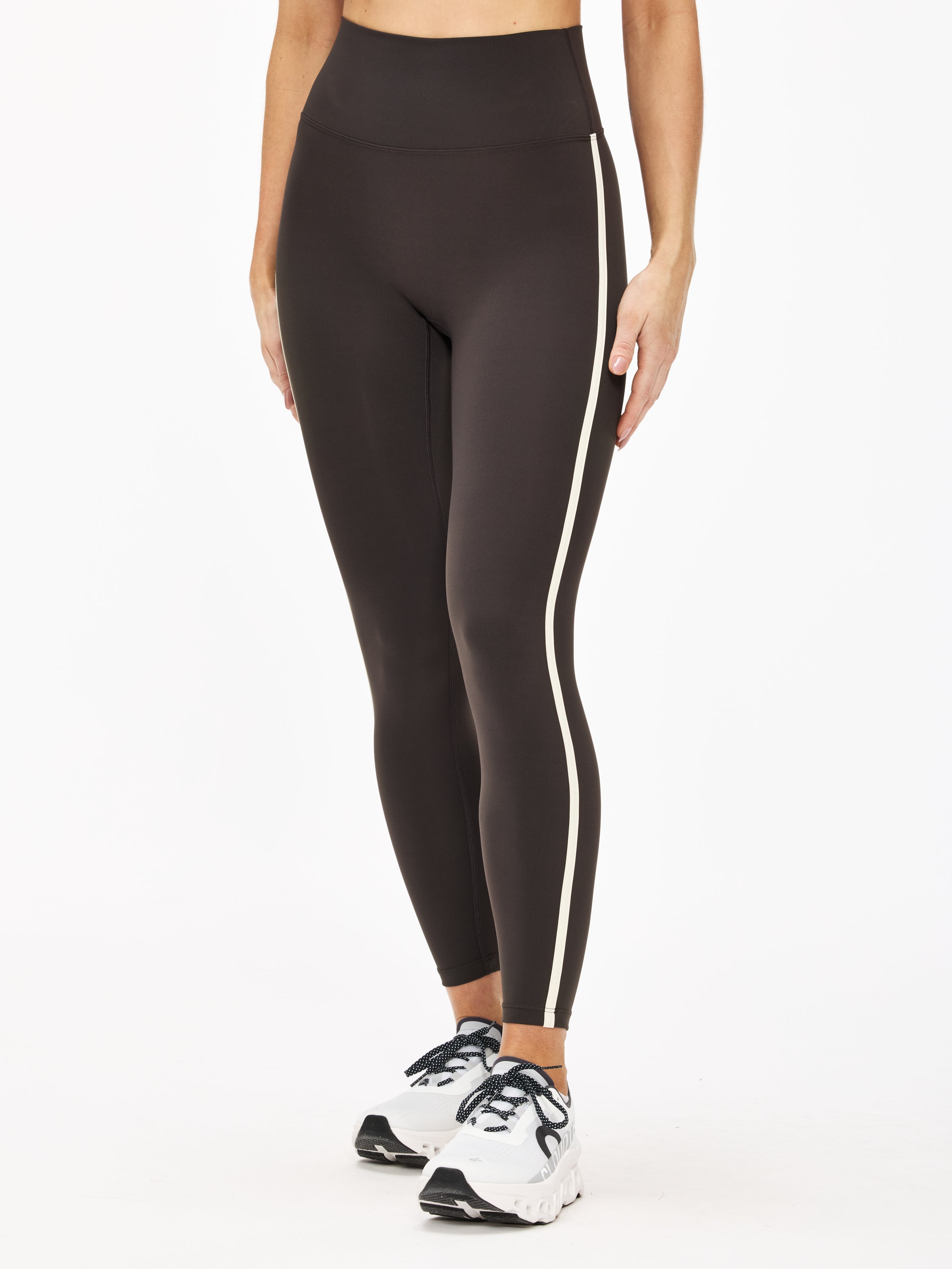 Adanola Ultimate Piping Leggings - High Waisted Yoga Pants for Women, Tummy Control Workout Leggings with Side Stripes - Perfect for Gym, Running & Lounge Wear